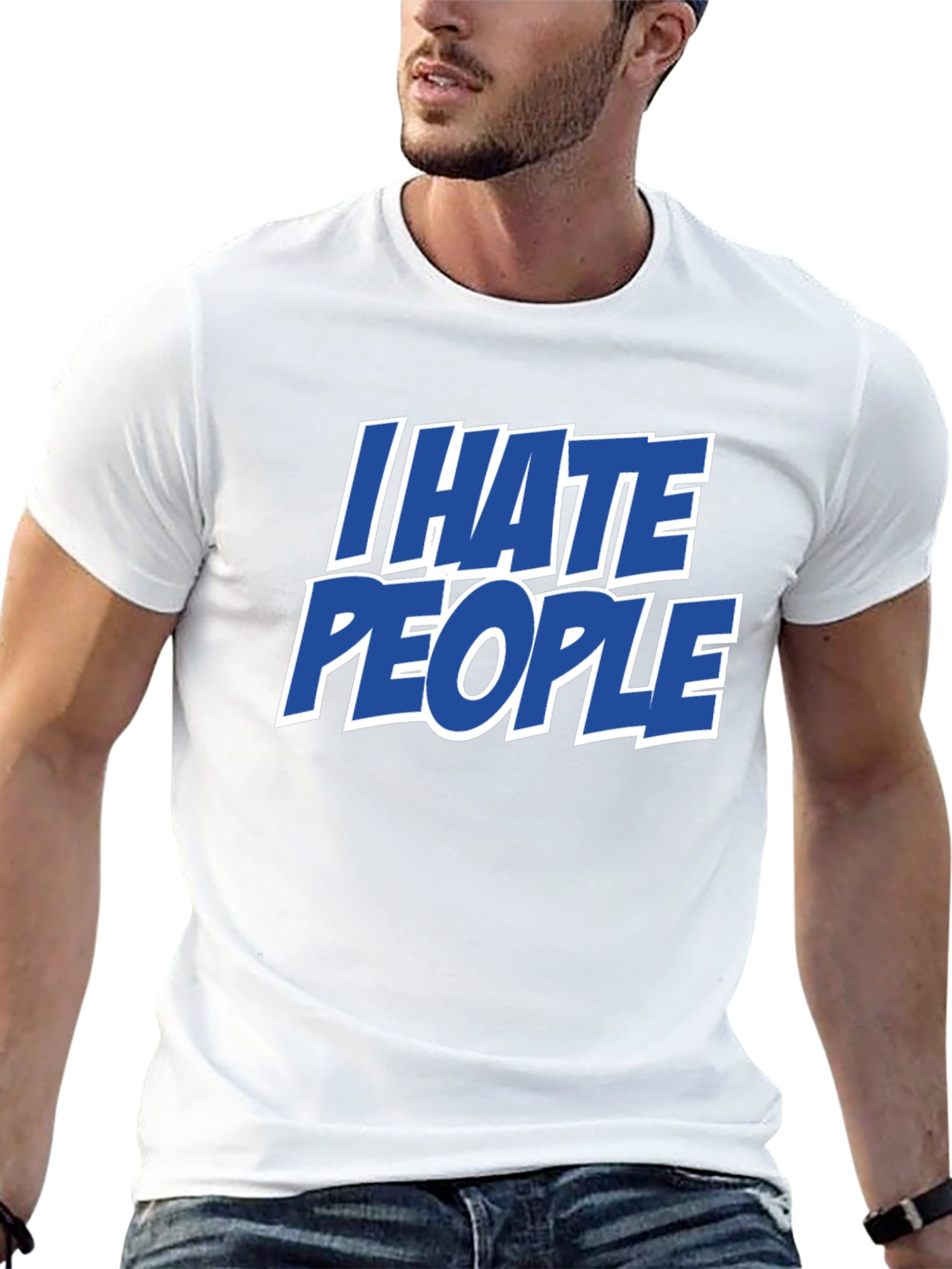 Black I Hate People Funny Graphic Tee - Sarcastic Black T-Shirt view 13