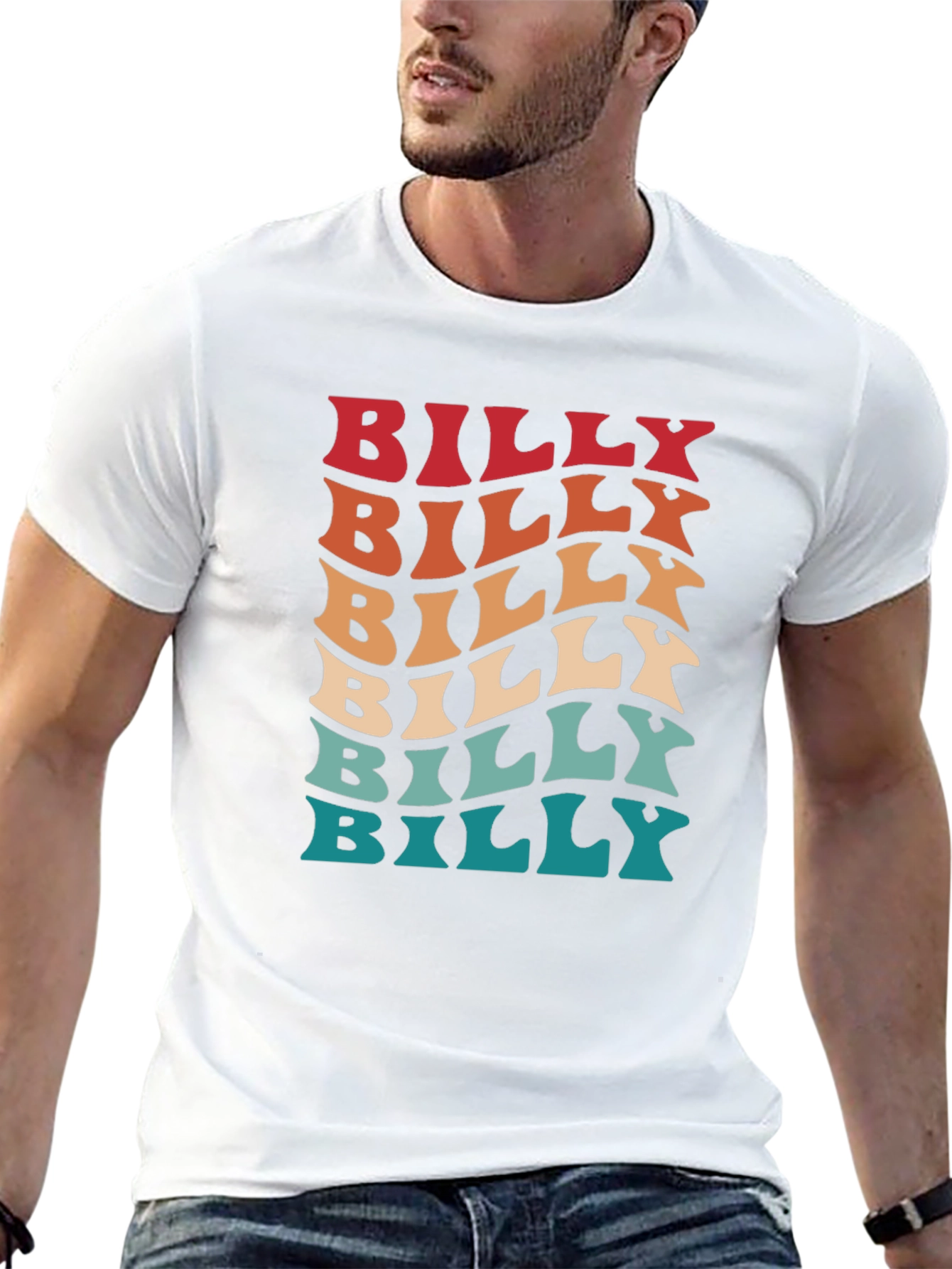 Black Retro Billy Tee - Cool Wavy Text Design view 13