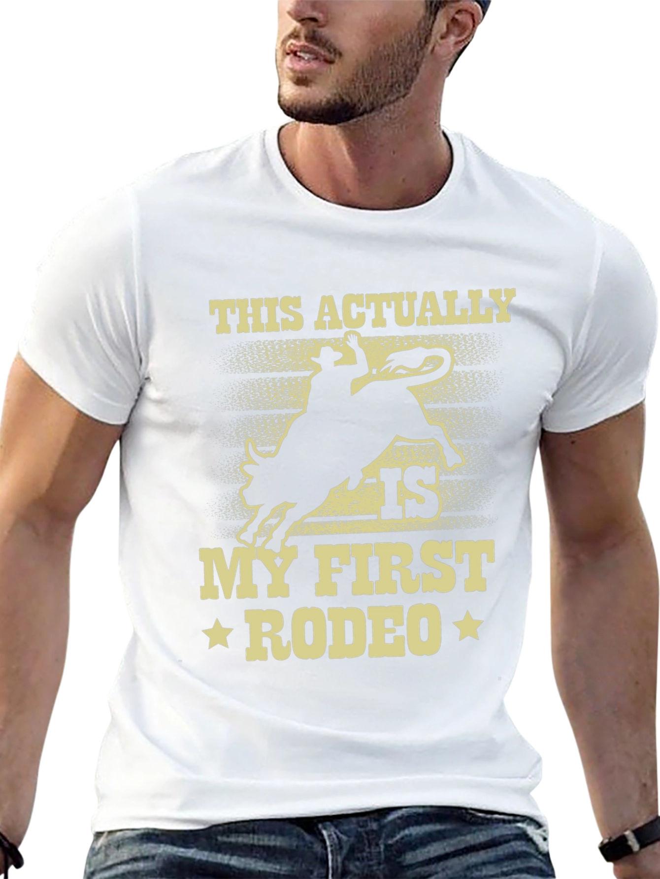 Black "My First Rodeo" Graphic Tee - Cowboy Bull Riding T-Shirt view 13