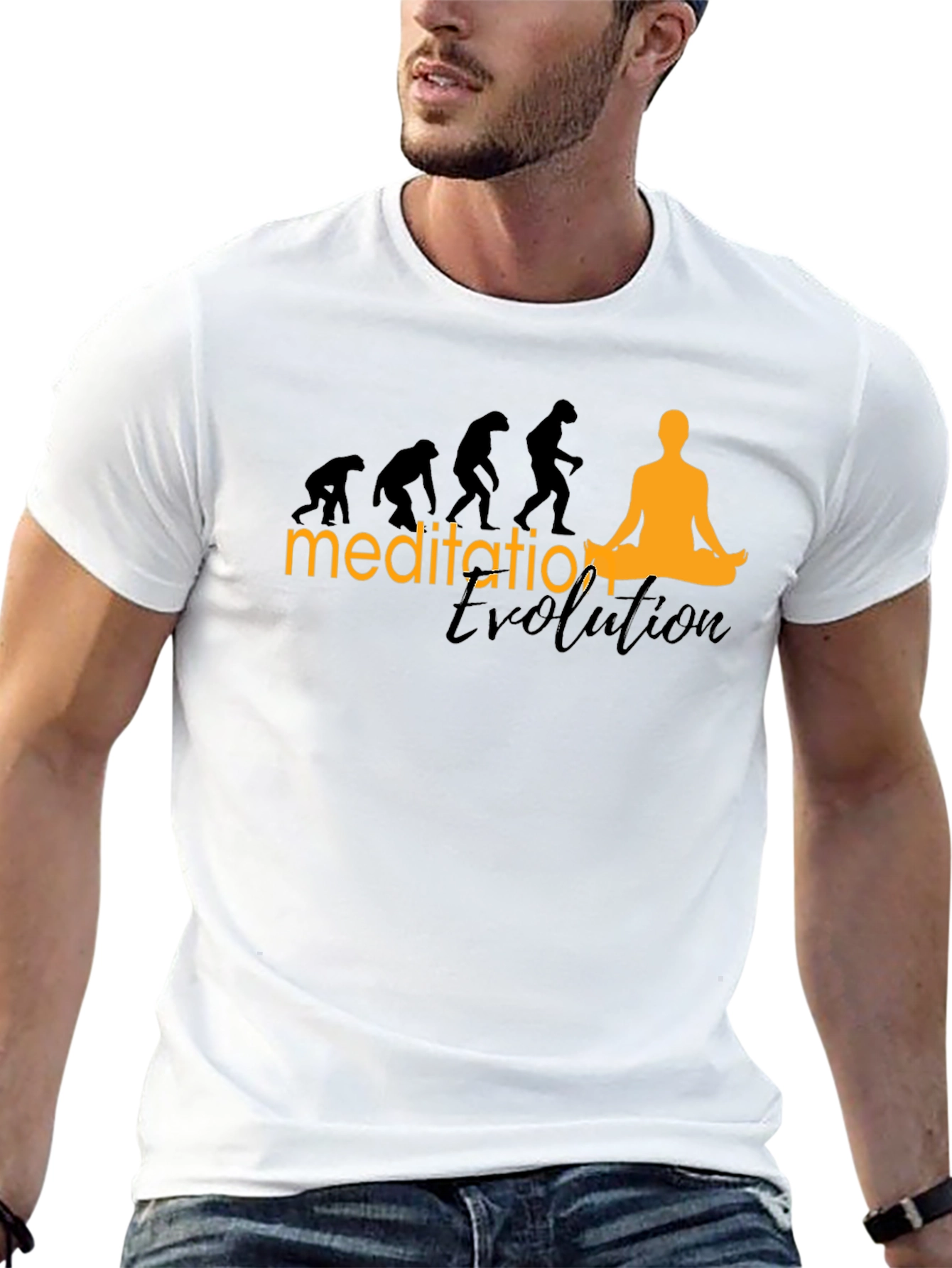 Black Meditation Evolution Black T-Shirt, Relaxed Fit view 13