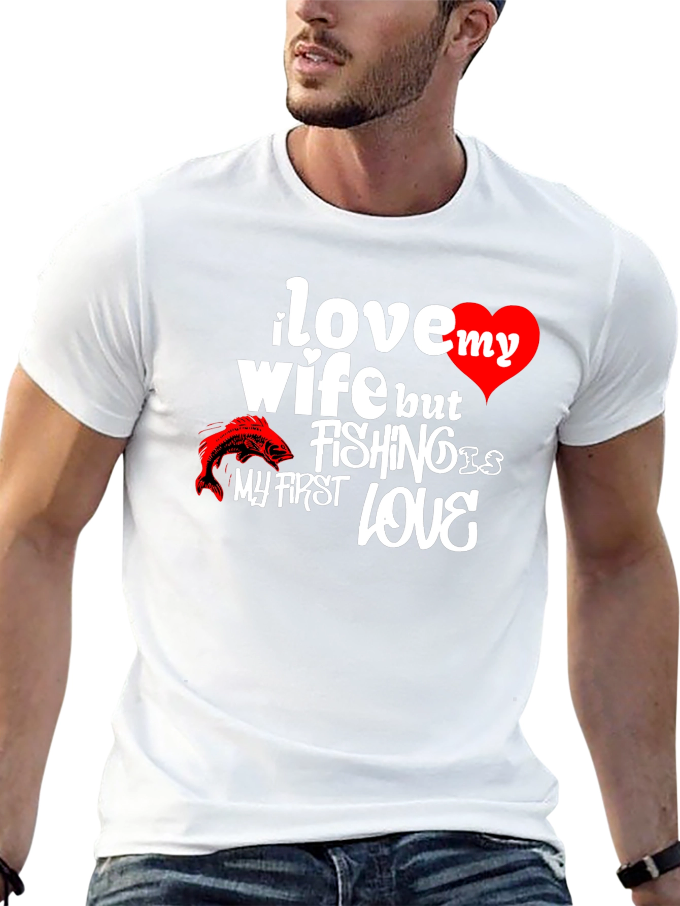 Black I Love My Wife Fishing T-Shirt view 13