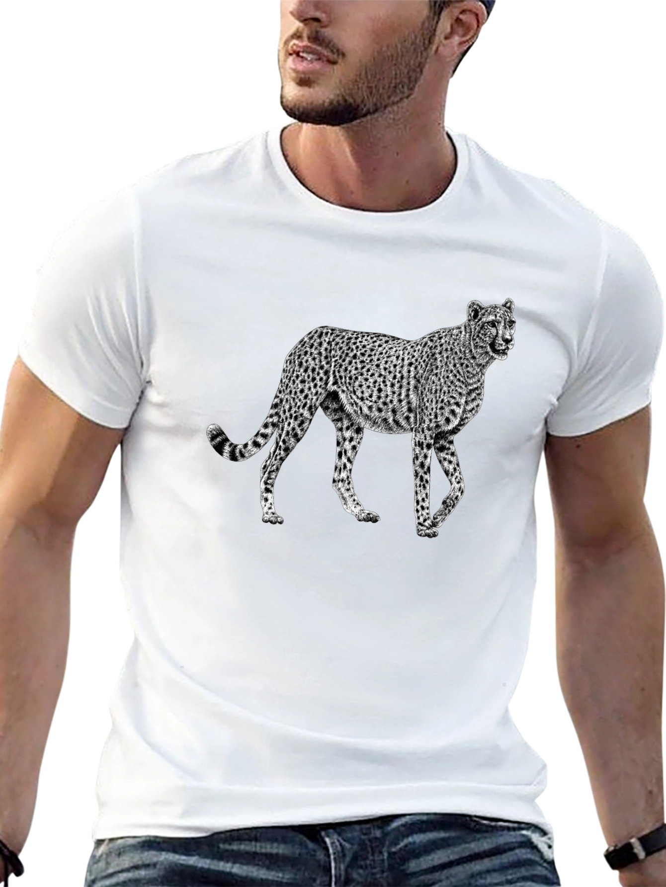 Black Cheetah Graphic Black T-Shirt view 13