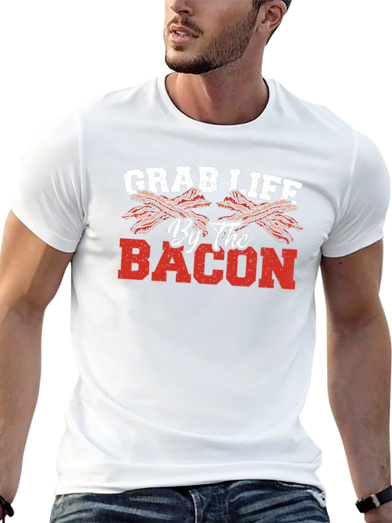 Black Grab Life By The Bacon T-Shirt view 13