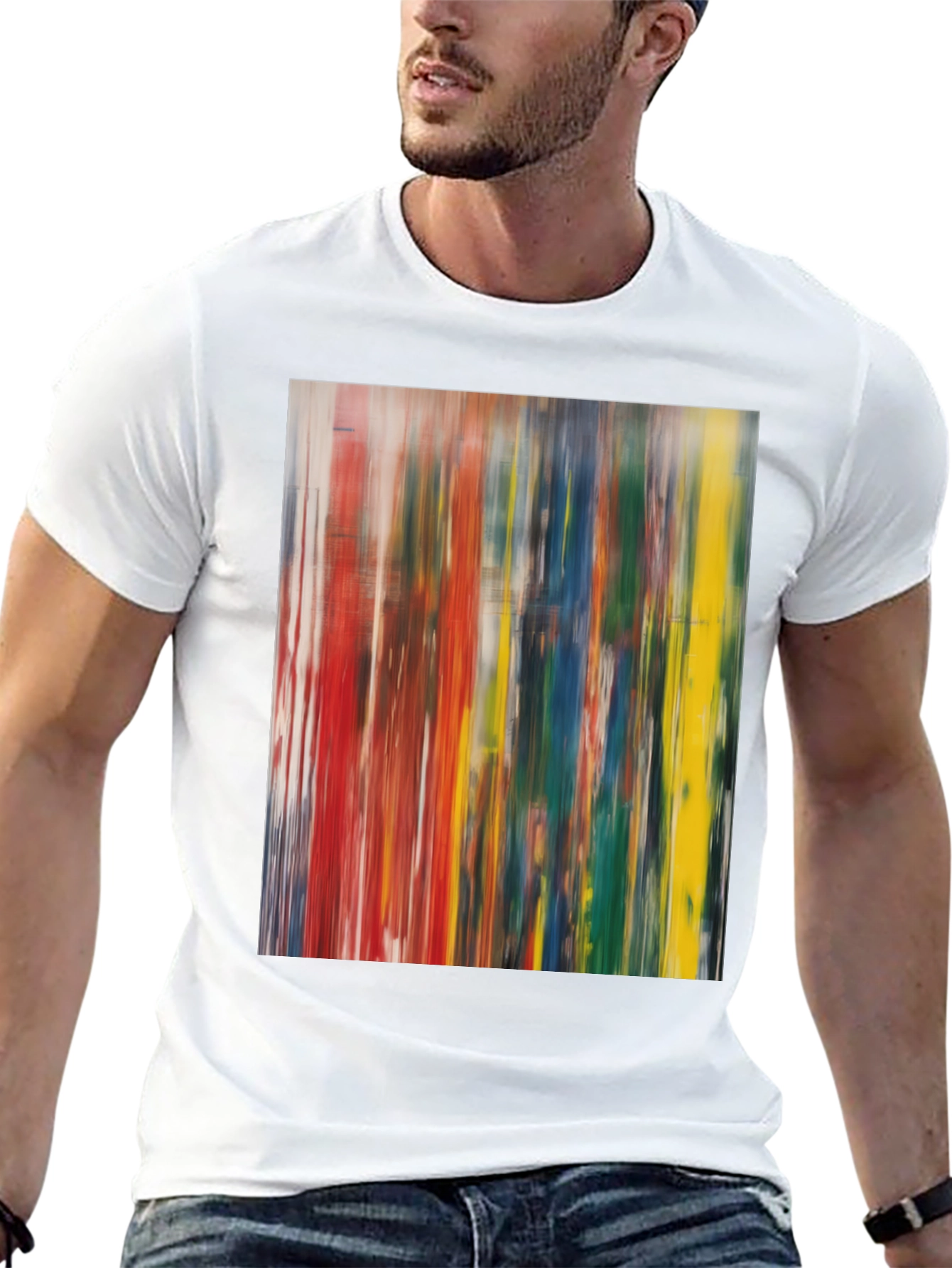 Black Abstract Art Print Black Cotton Tee view 13