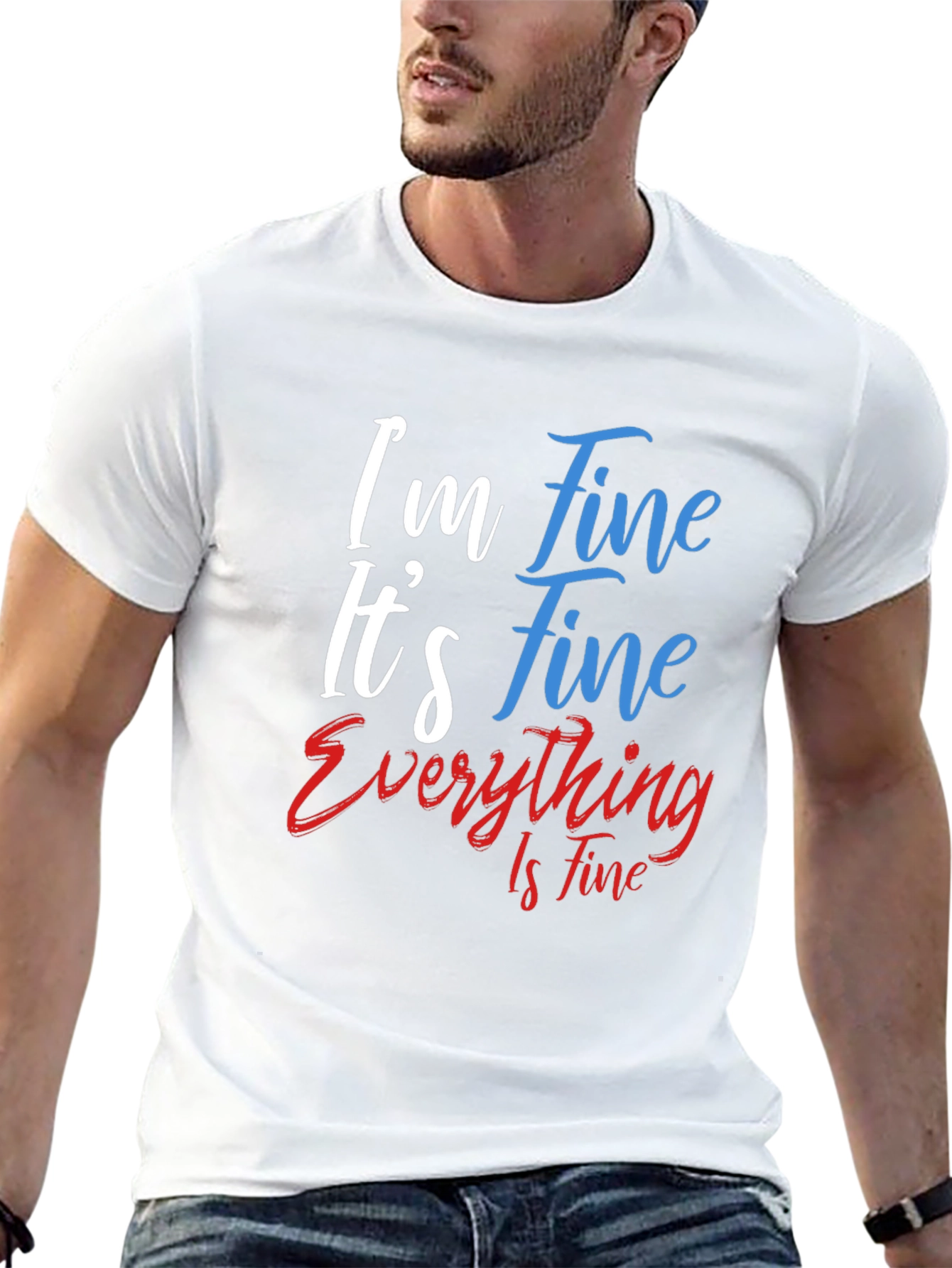 Black I'm Fine T-Shirt - Funny Graphic Tee view 13