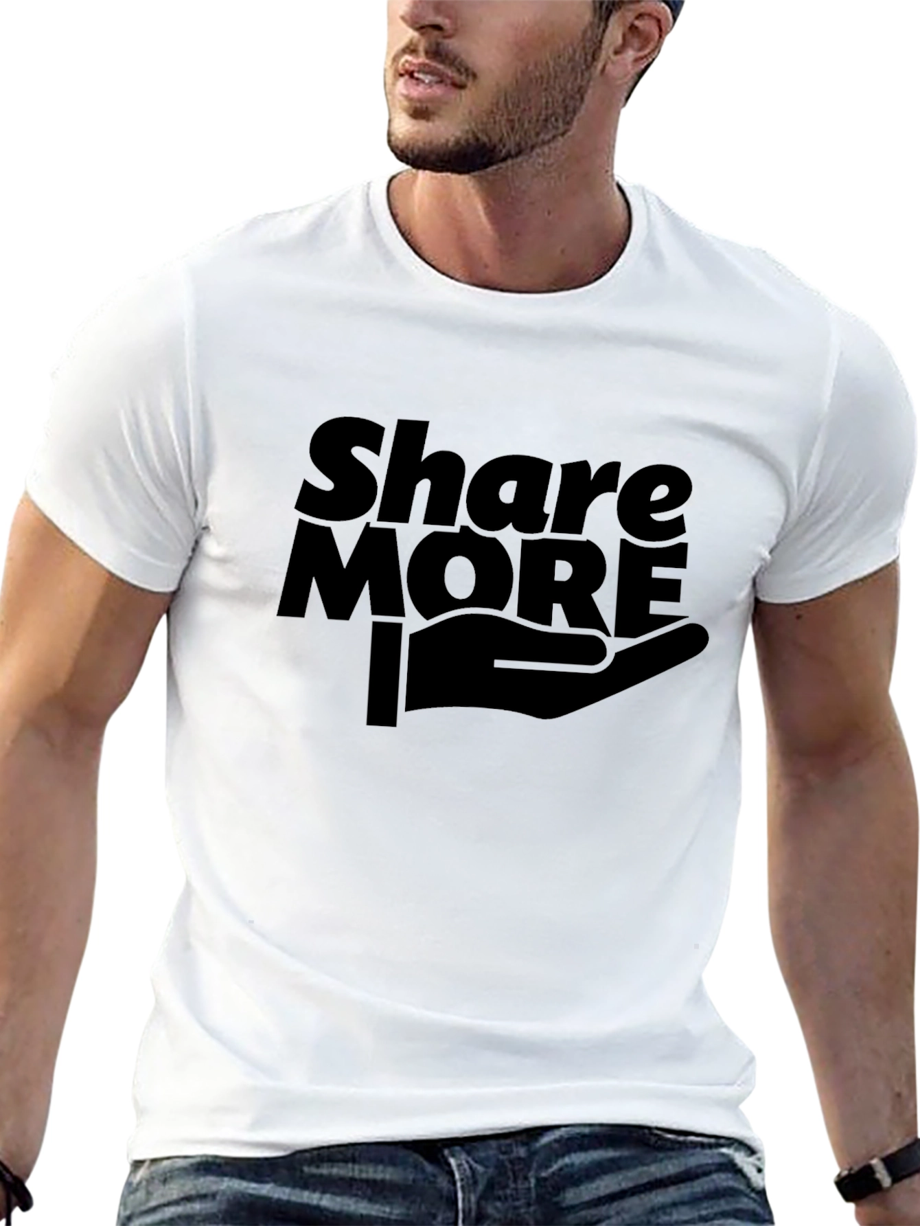 Black Share More Graphic Tee - Black Cotton T-Shirt view 13