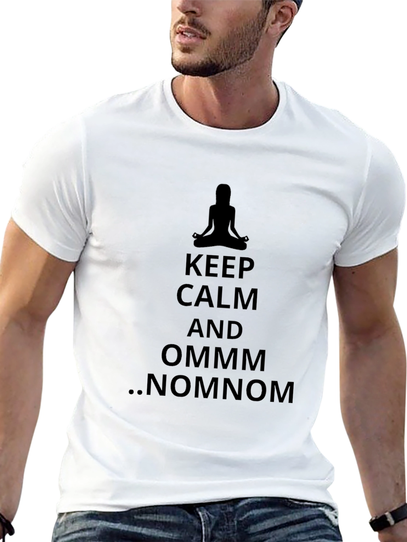 Black Keep Calm and Ommm Nomnom T-Shirt view 13