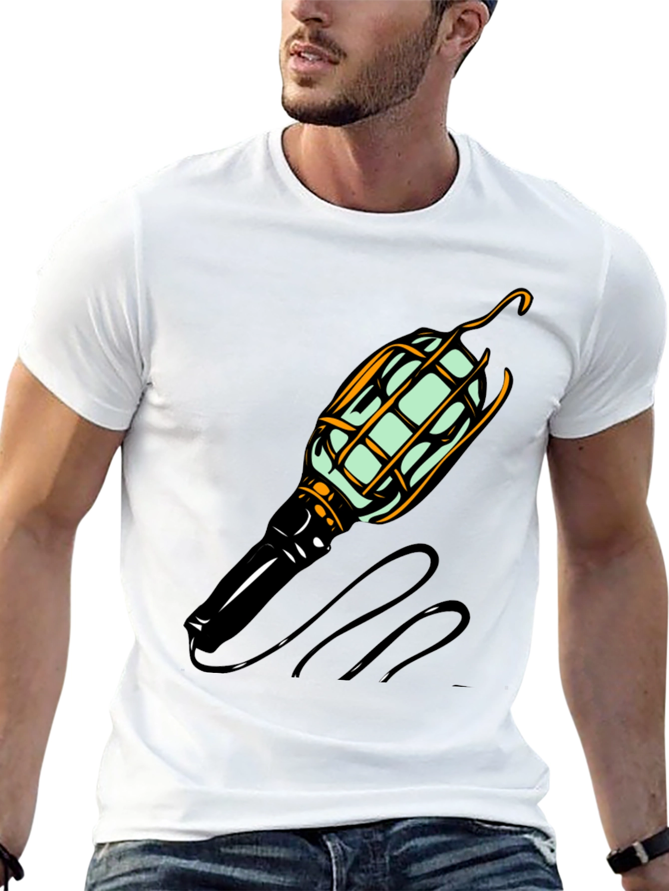 Black Novelty Lightbulb Graphic Tee - Black Cotton Blend Shirt view 13