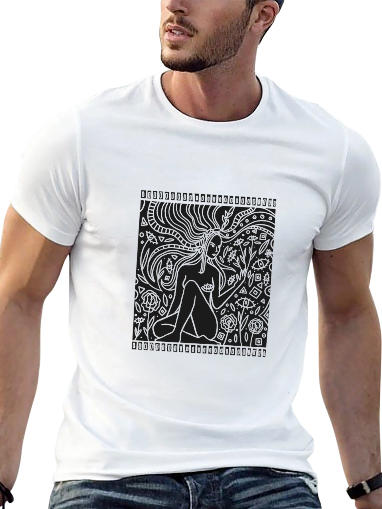 Black Abstract Graphic Print Black T-Shirt view 13