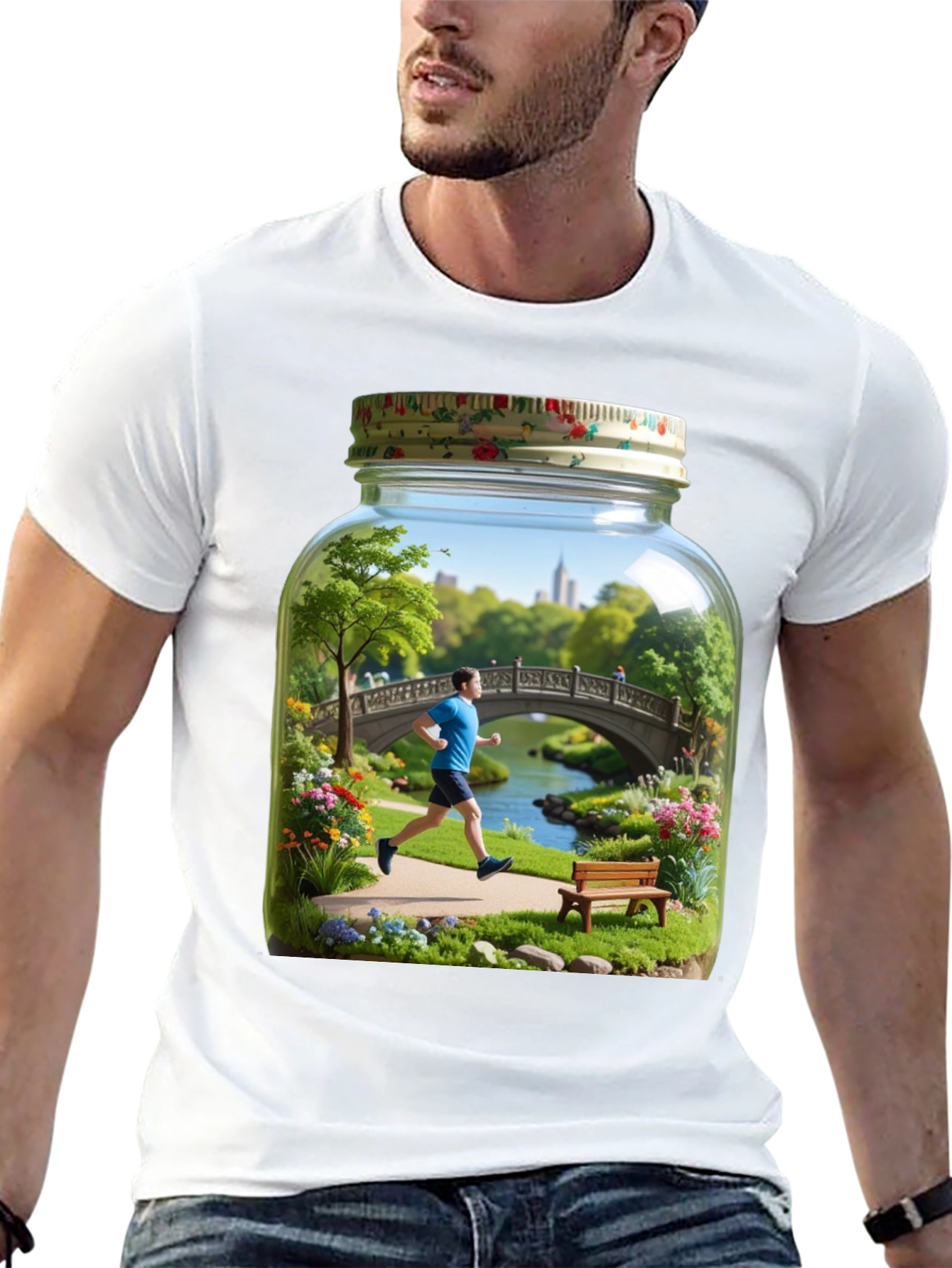 Black Central Park Scene in a Jar Graphic Tee view 13