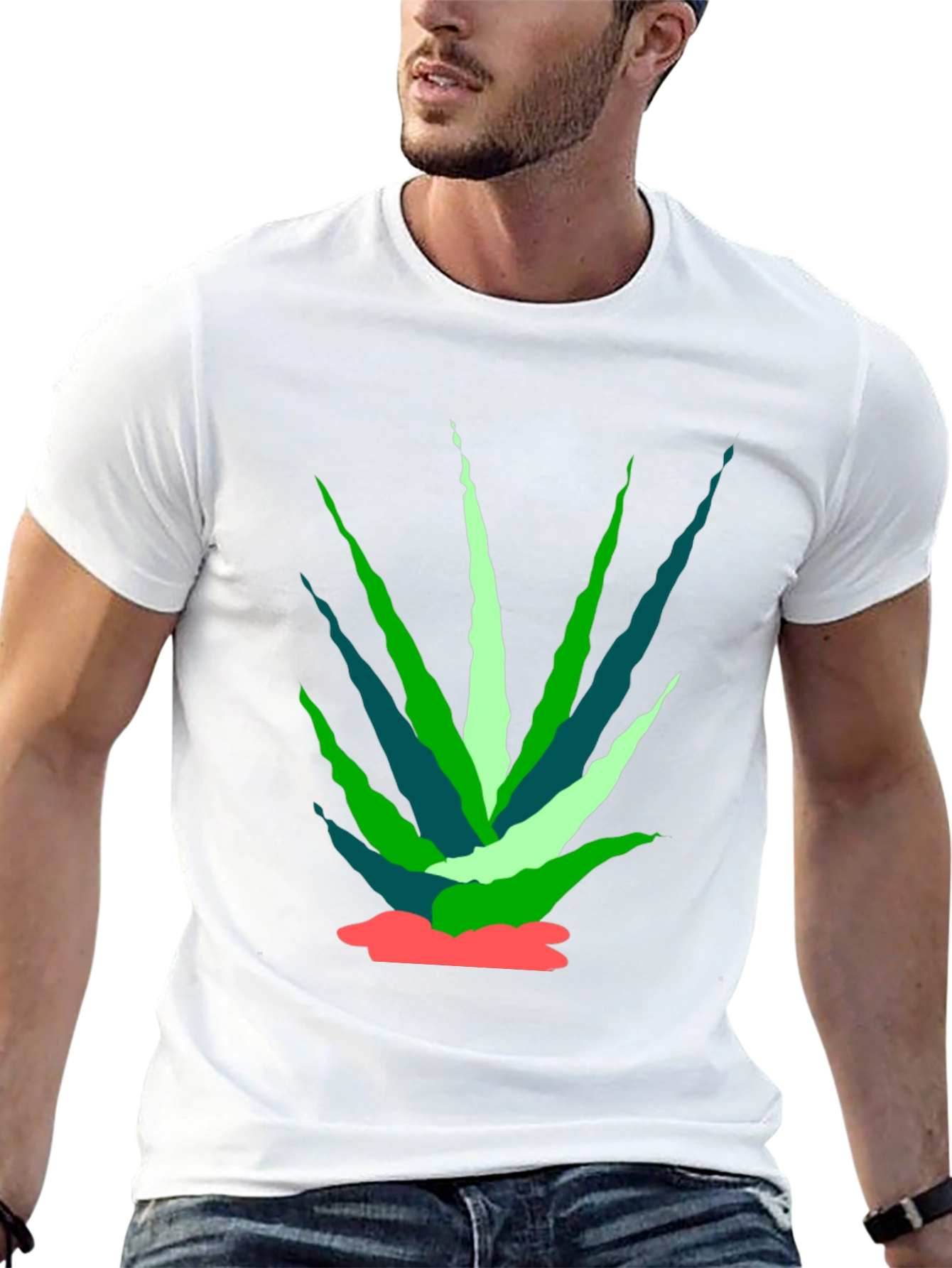 Black Abstract Agave Plant Black Tee view 13
