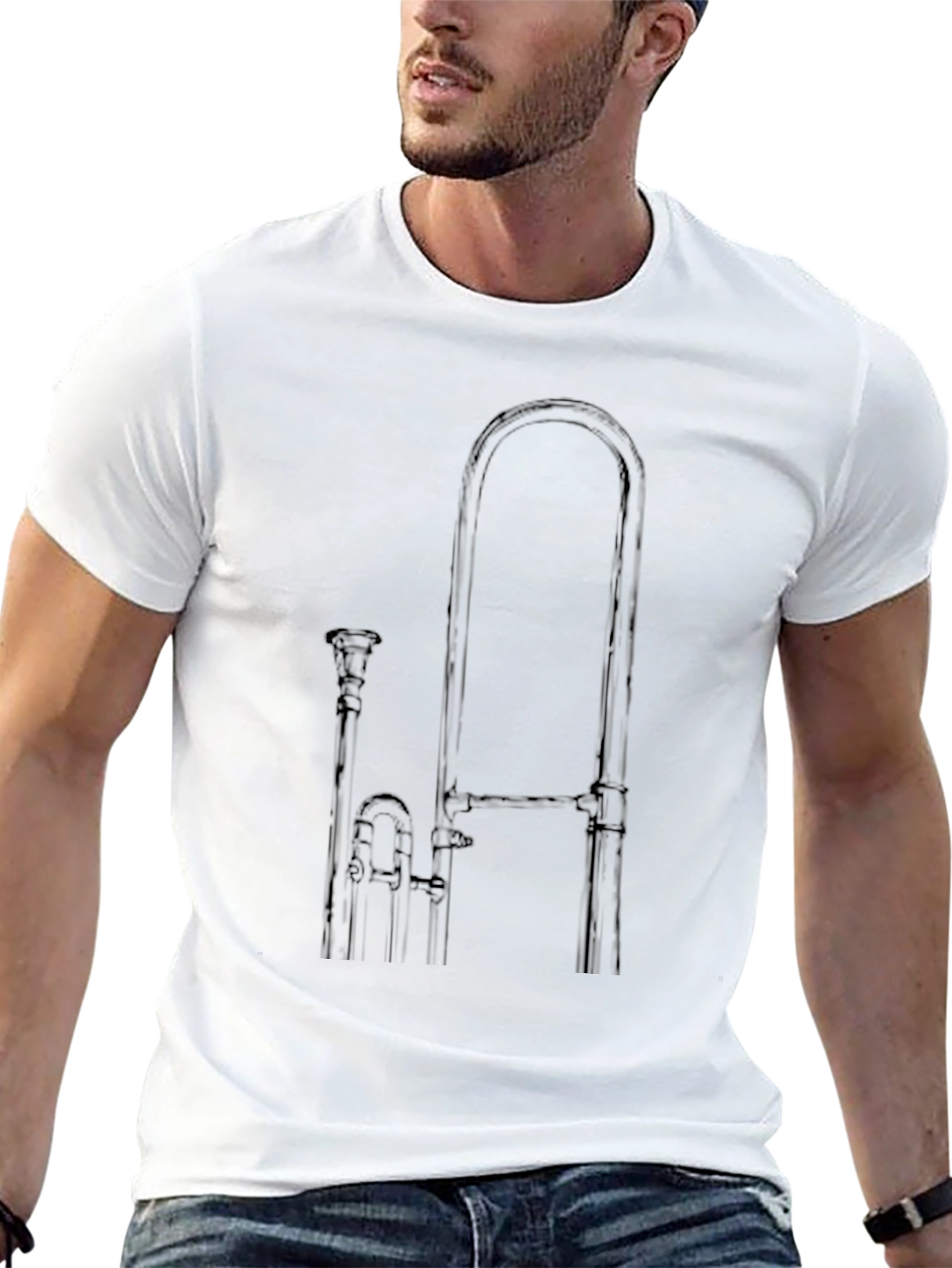Black Trombone Graphic Black T-Shirt view 13
