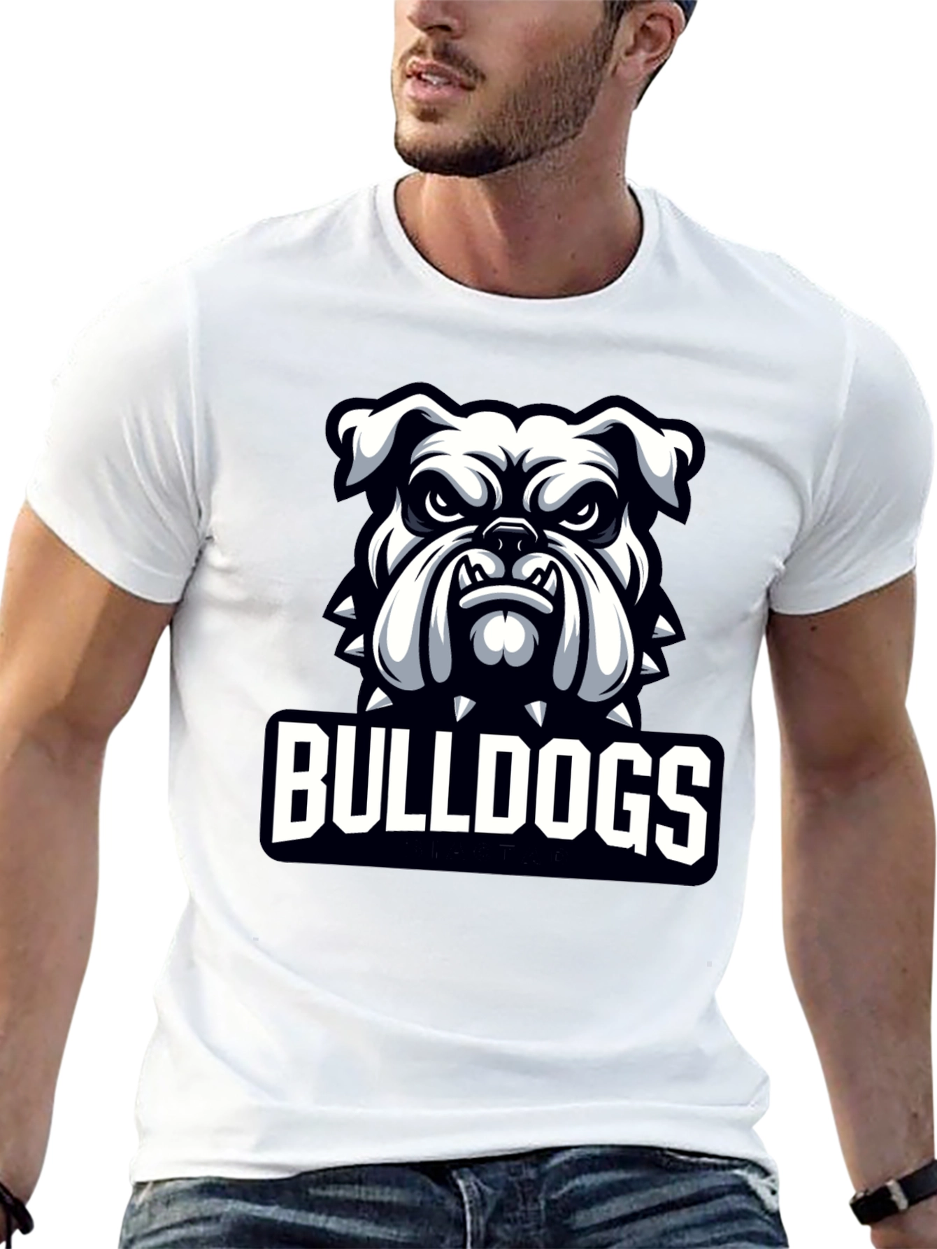 Black Bulldogs Graphic Print Crew Neck T-Shirt view 13