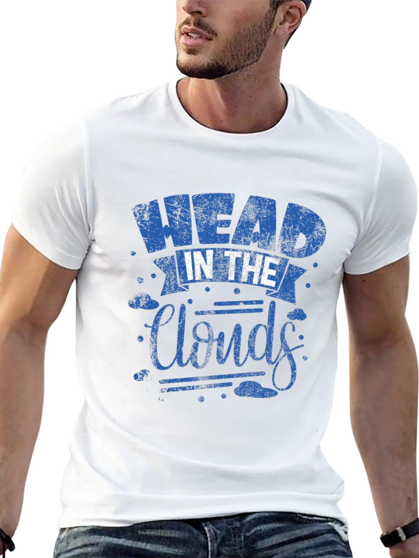 Black Head in the Clouds Graphic Print Black T-Shirt view 13