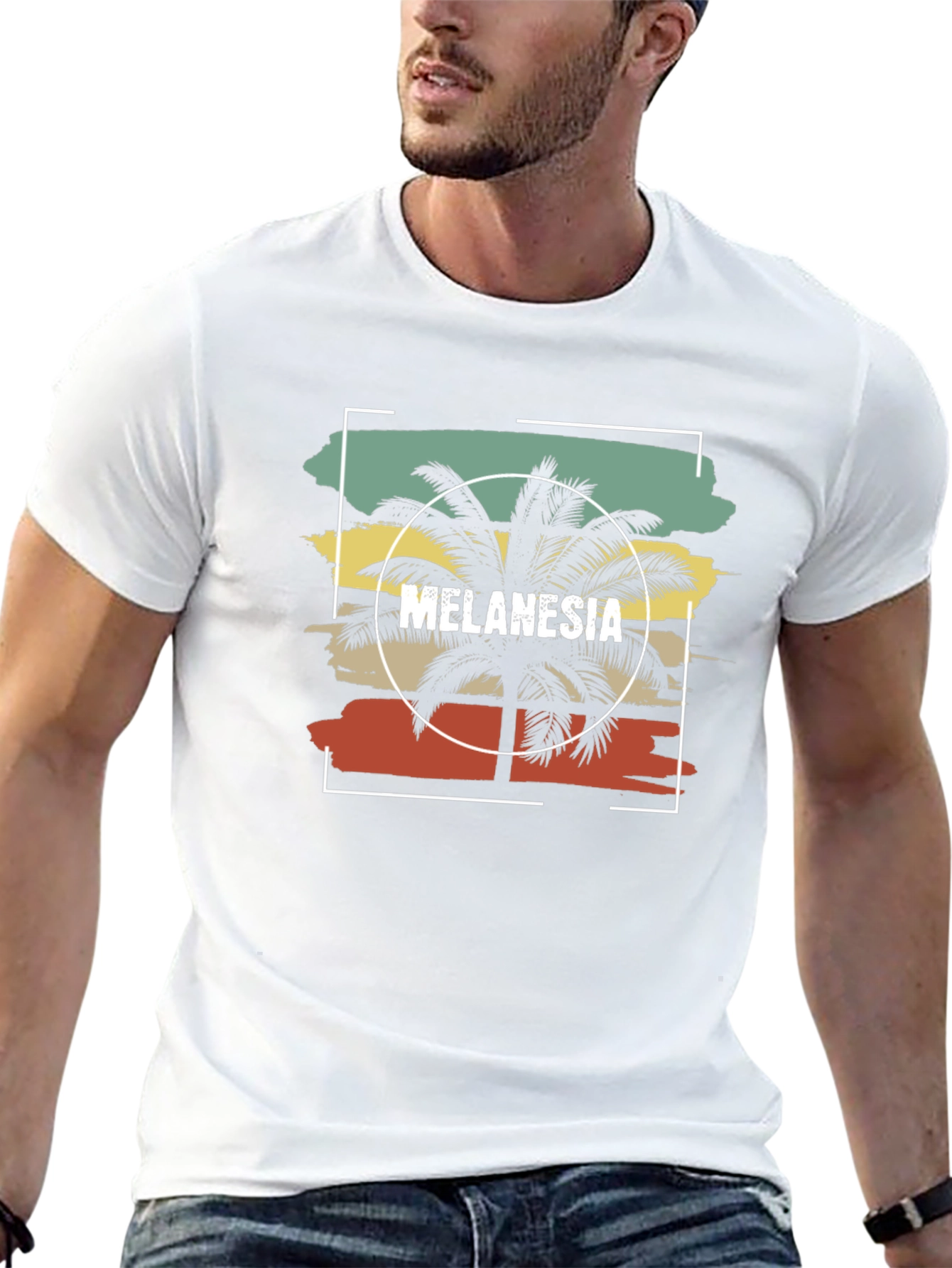 Black Melanesia Palm Tree T-Shirt - Vintage Style view 13