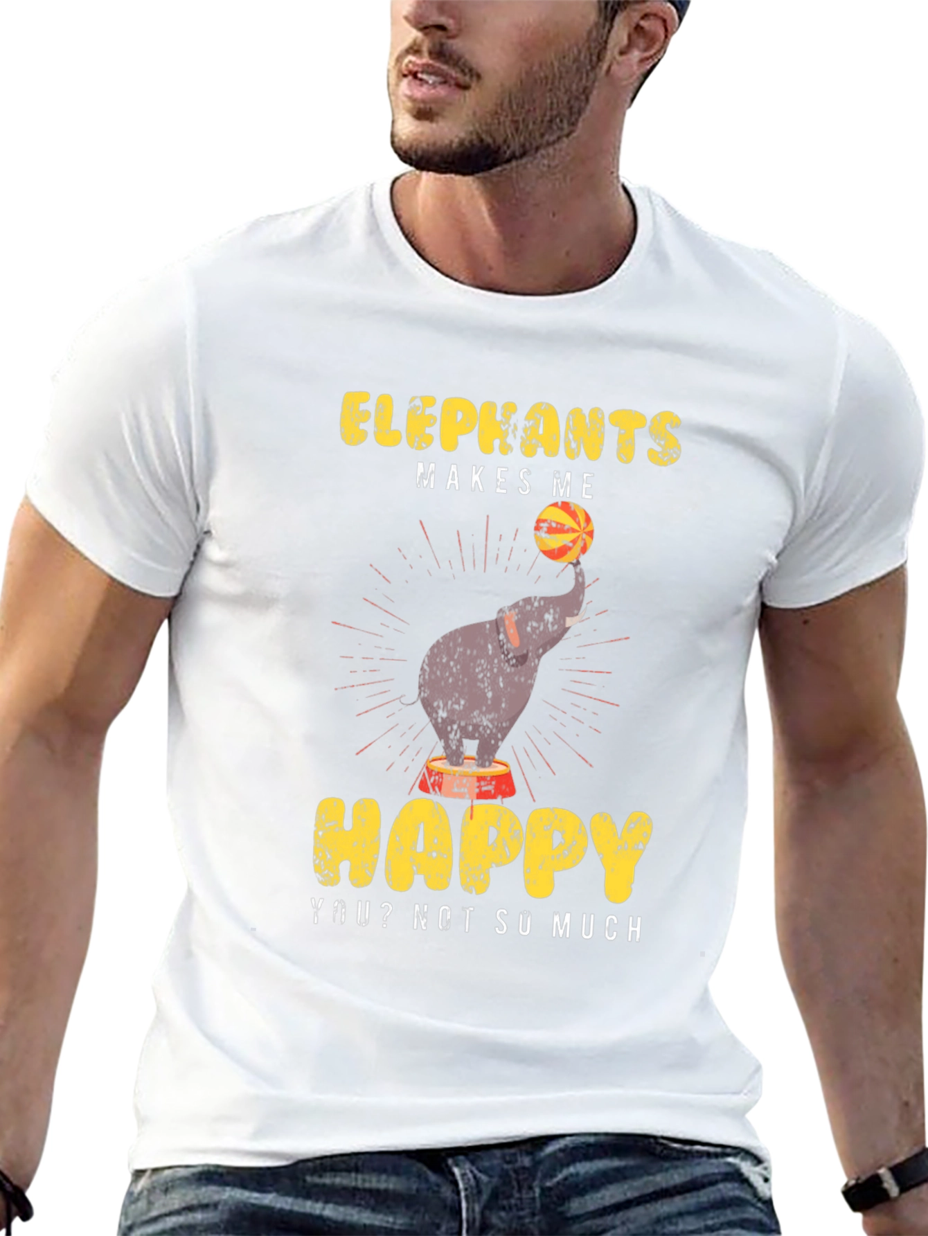 Black Elephant Makes Me Happy Graphic Tee view 13