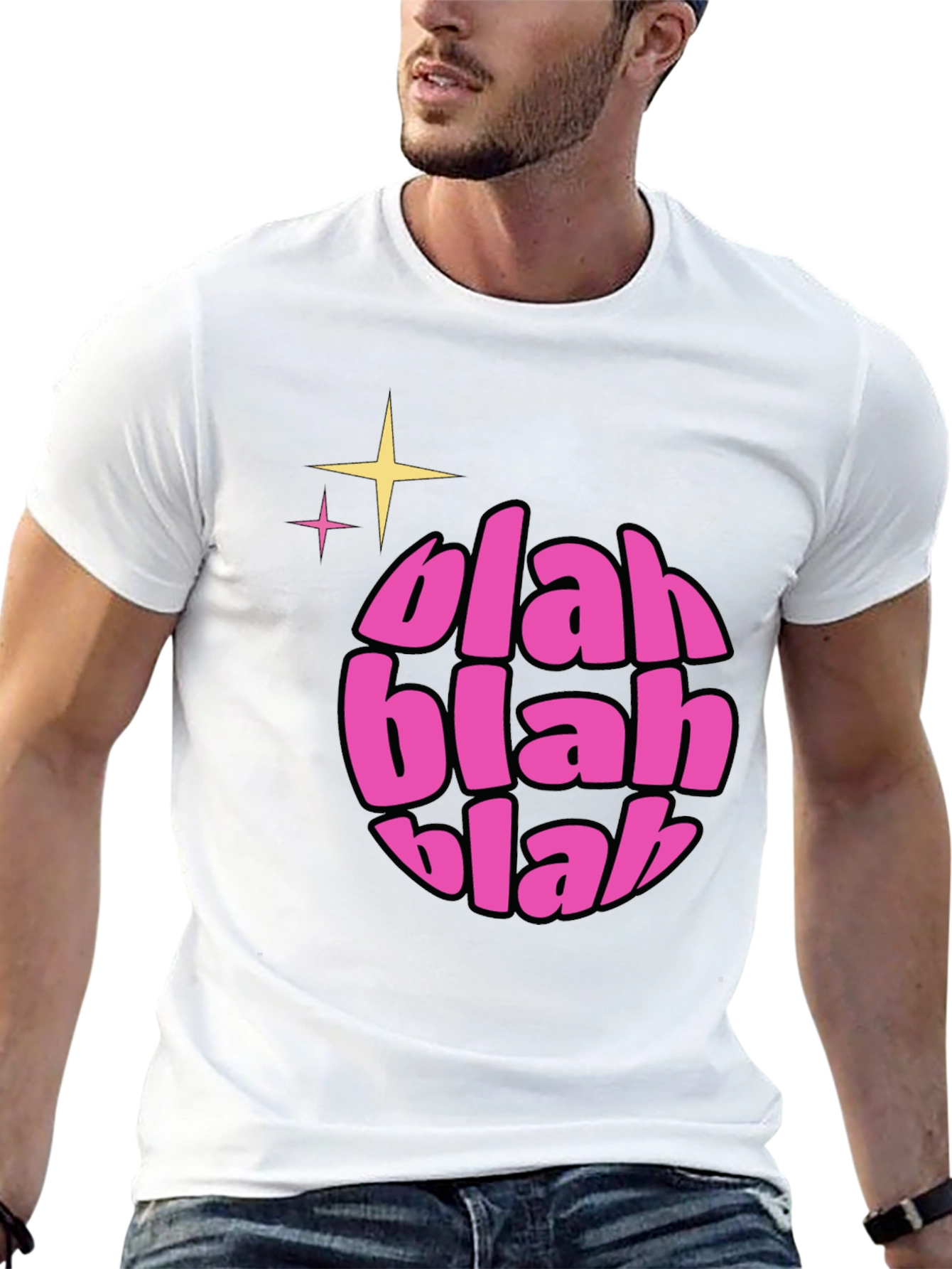 Black Blah Blah Blah Graphic Tee - Trendy Crew Neck Shirt view 13