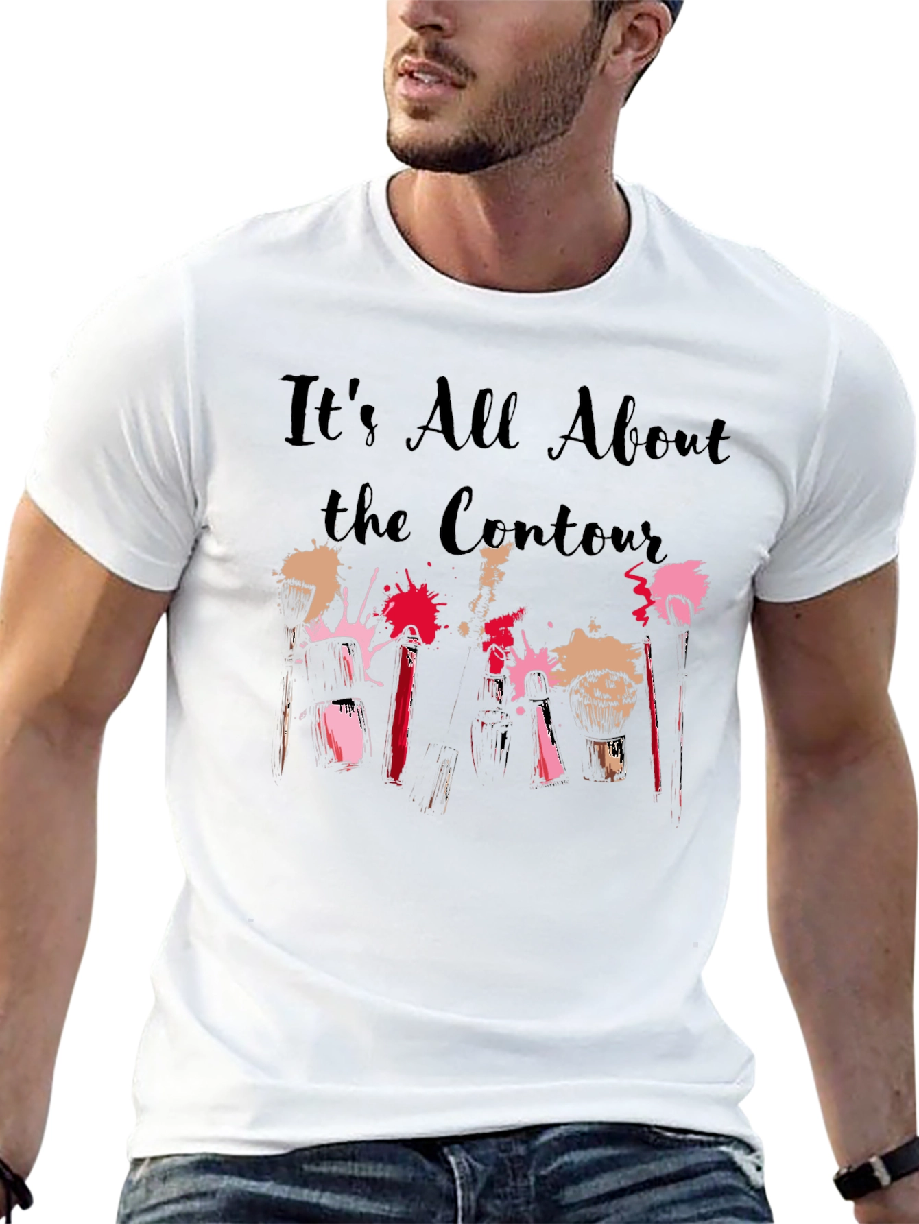 Black Contour Makeup Artist T-Shirt - "It's All About the Contour" view 13