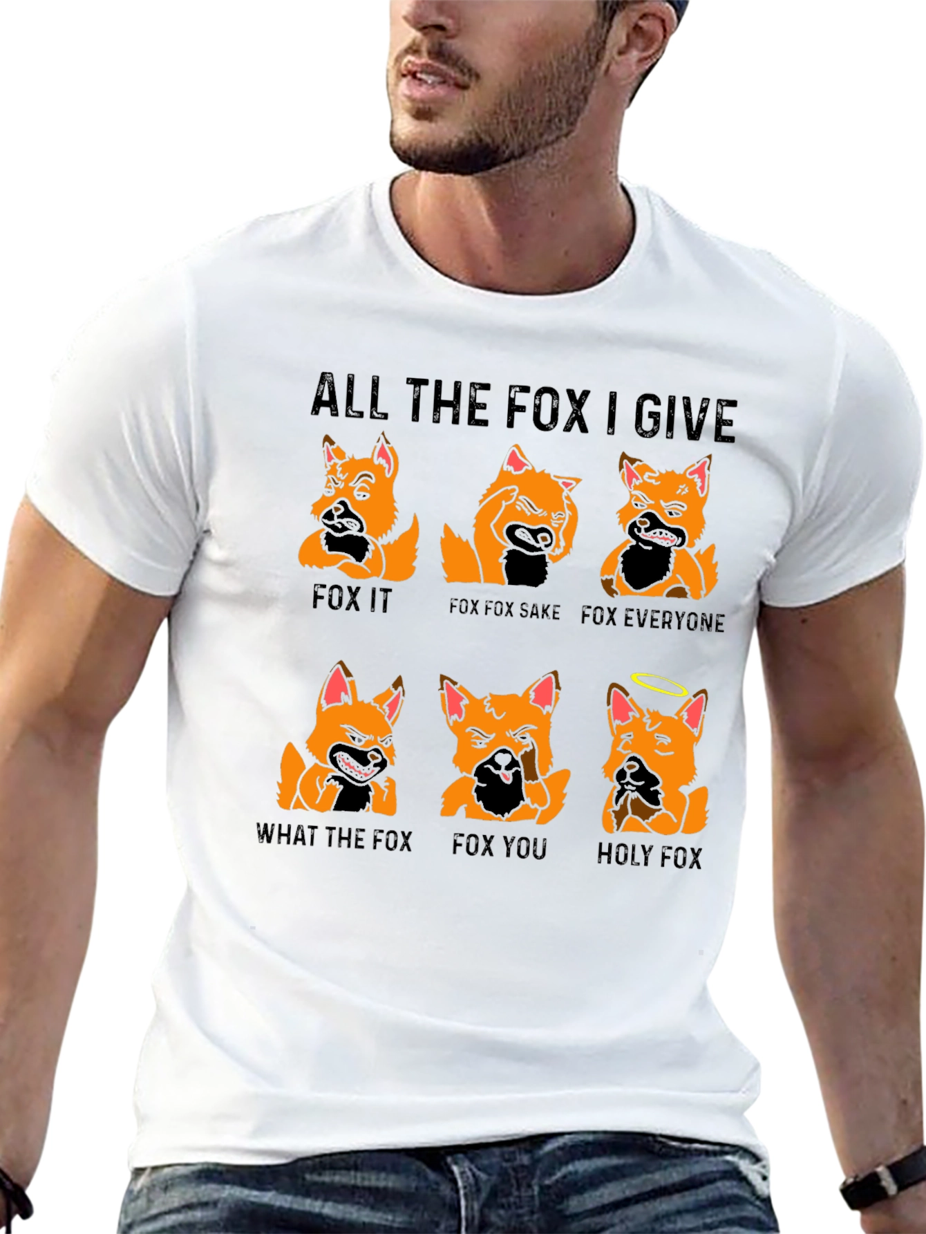 Black All the Fox I Give Graphic T-Shirt view 13