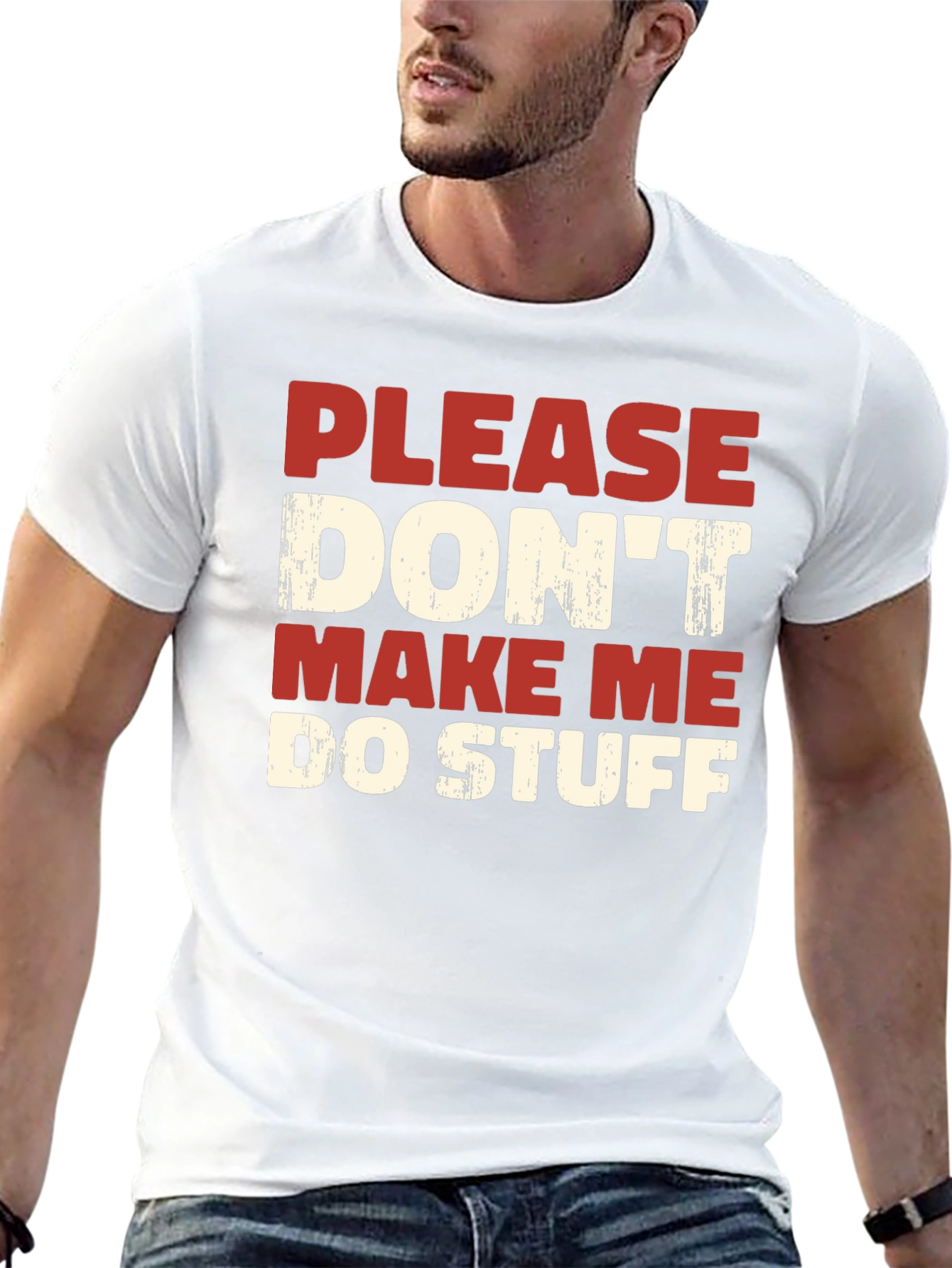 Black Funny Graphic Tee: Please Don't Make Me Do Stuff view 13