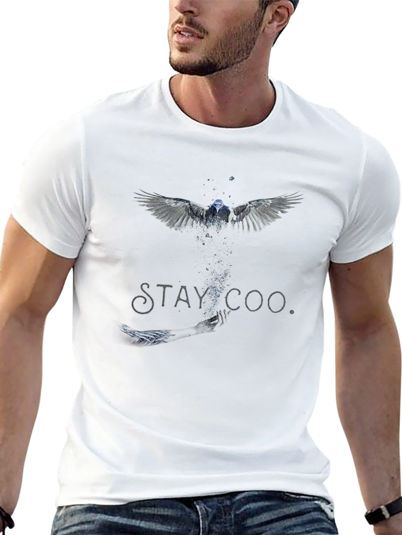 Black Stay Cool Bird Graphic Black T-Shirt view 13