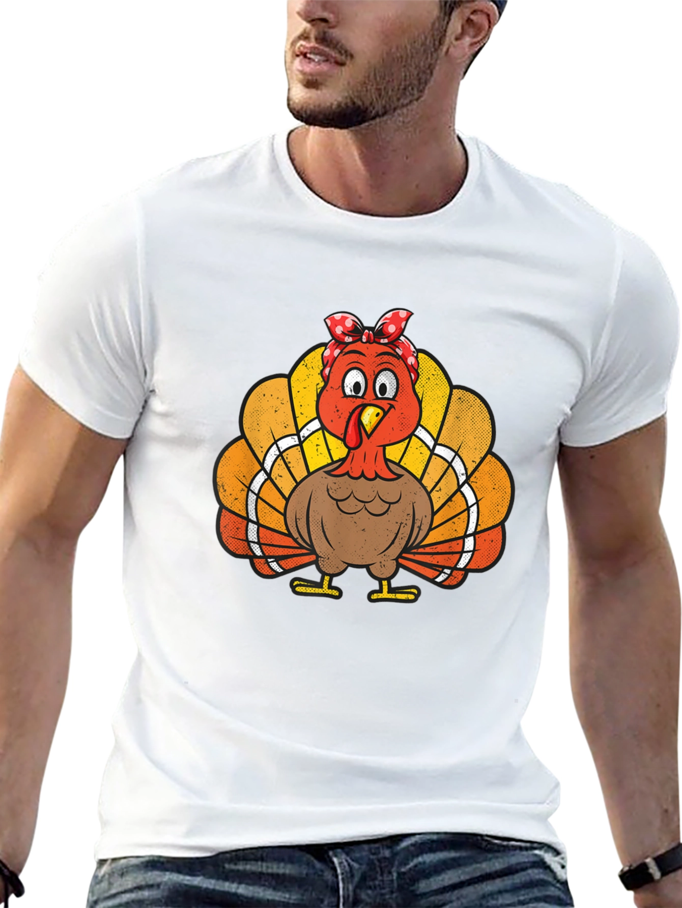 Black Thanksgiving Turkey Bandana T-Shirt view 13