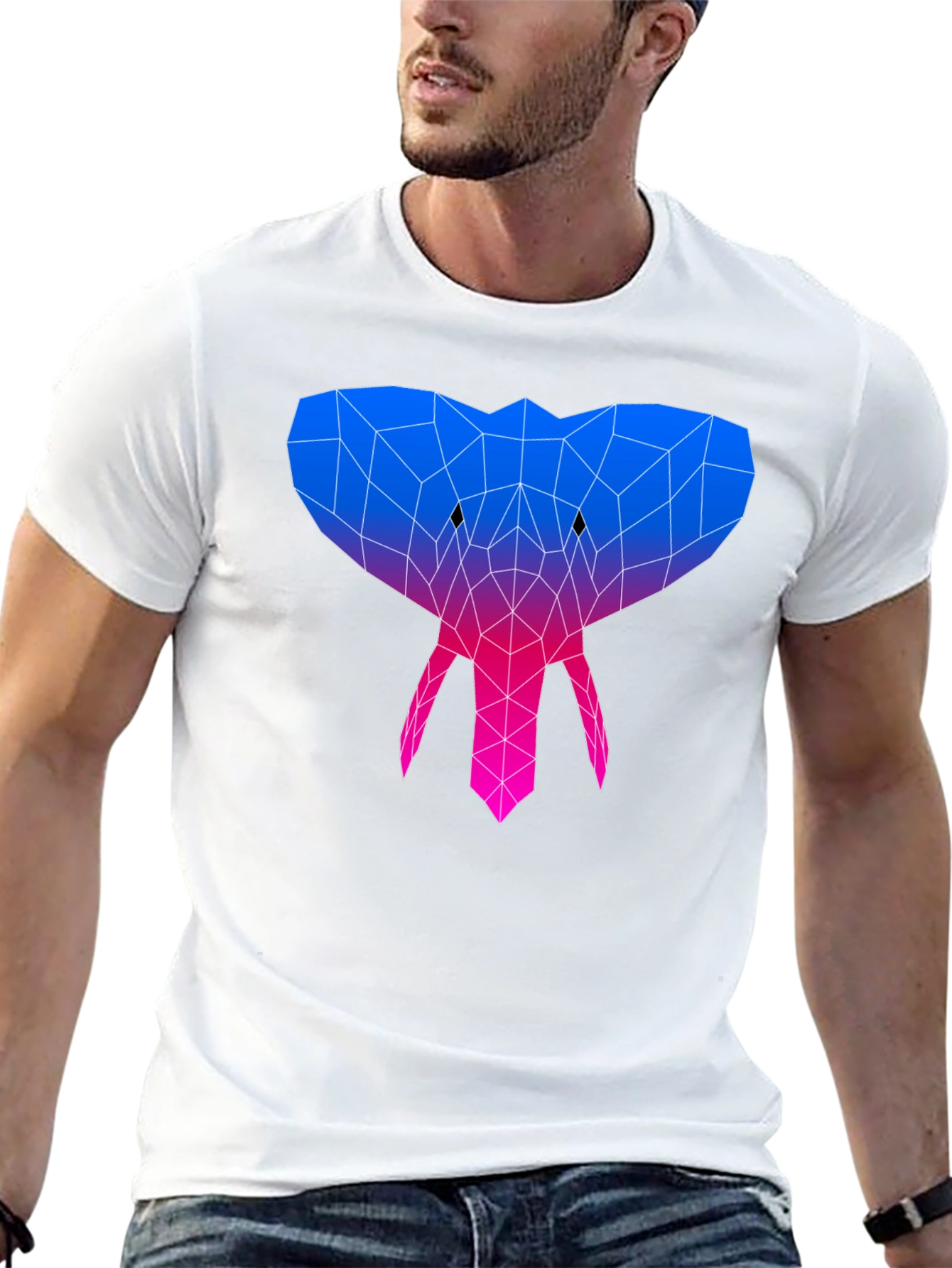 Black Geometric Elephant Graphic Tee - Modern Style view 13