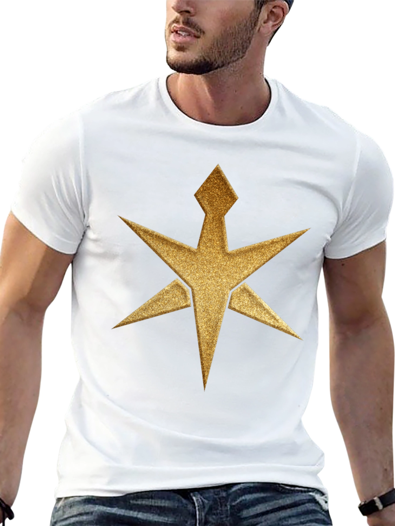 Black Gold Starburst Graphic Tee - Black Cotton Blend view 13