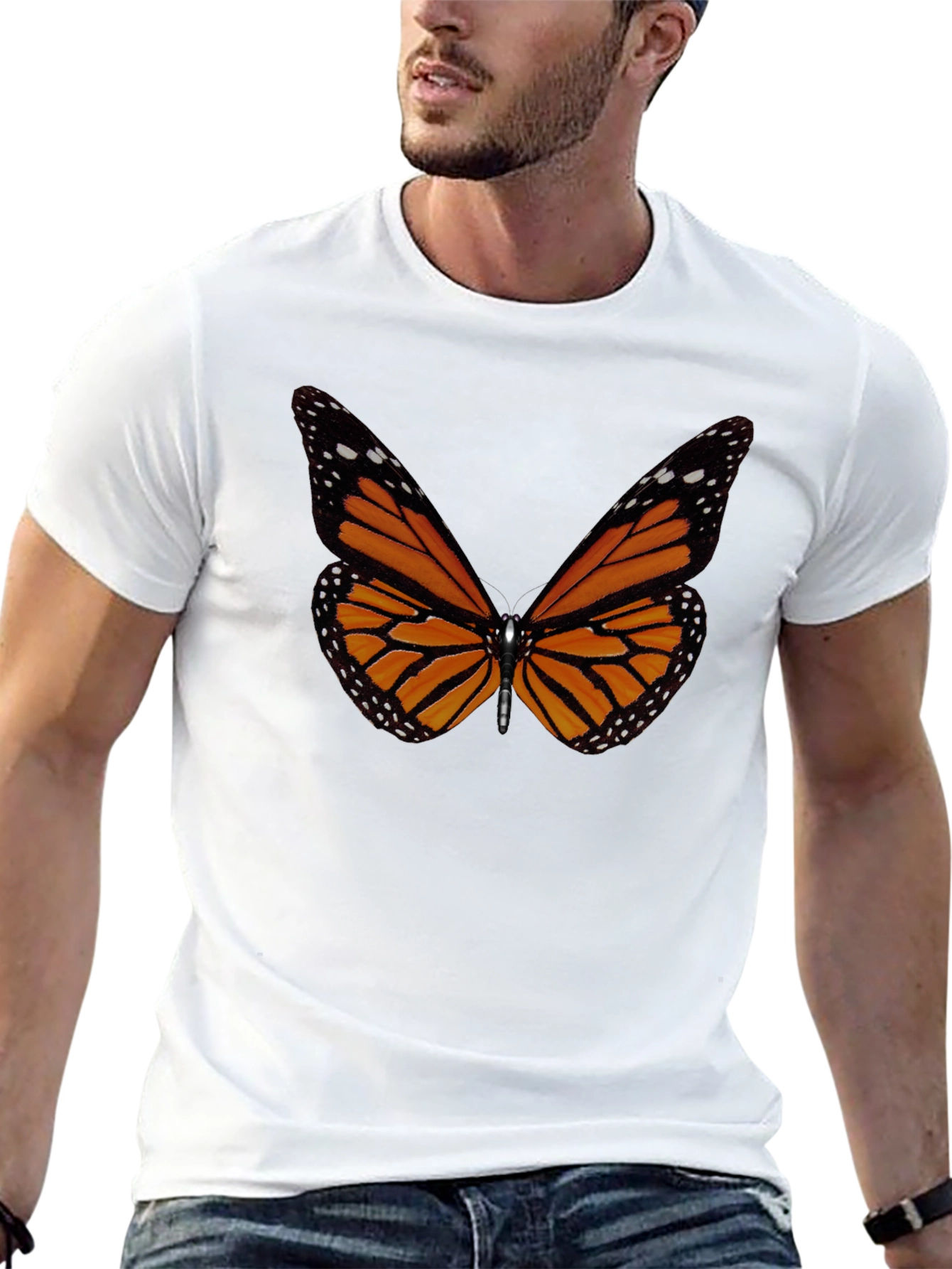 Black Monarch Butterfly Graphic Tee - Stylish Men's T-Shirt view 13