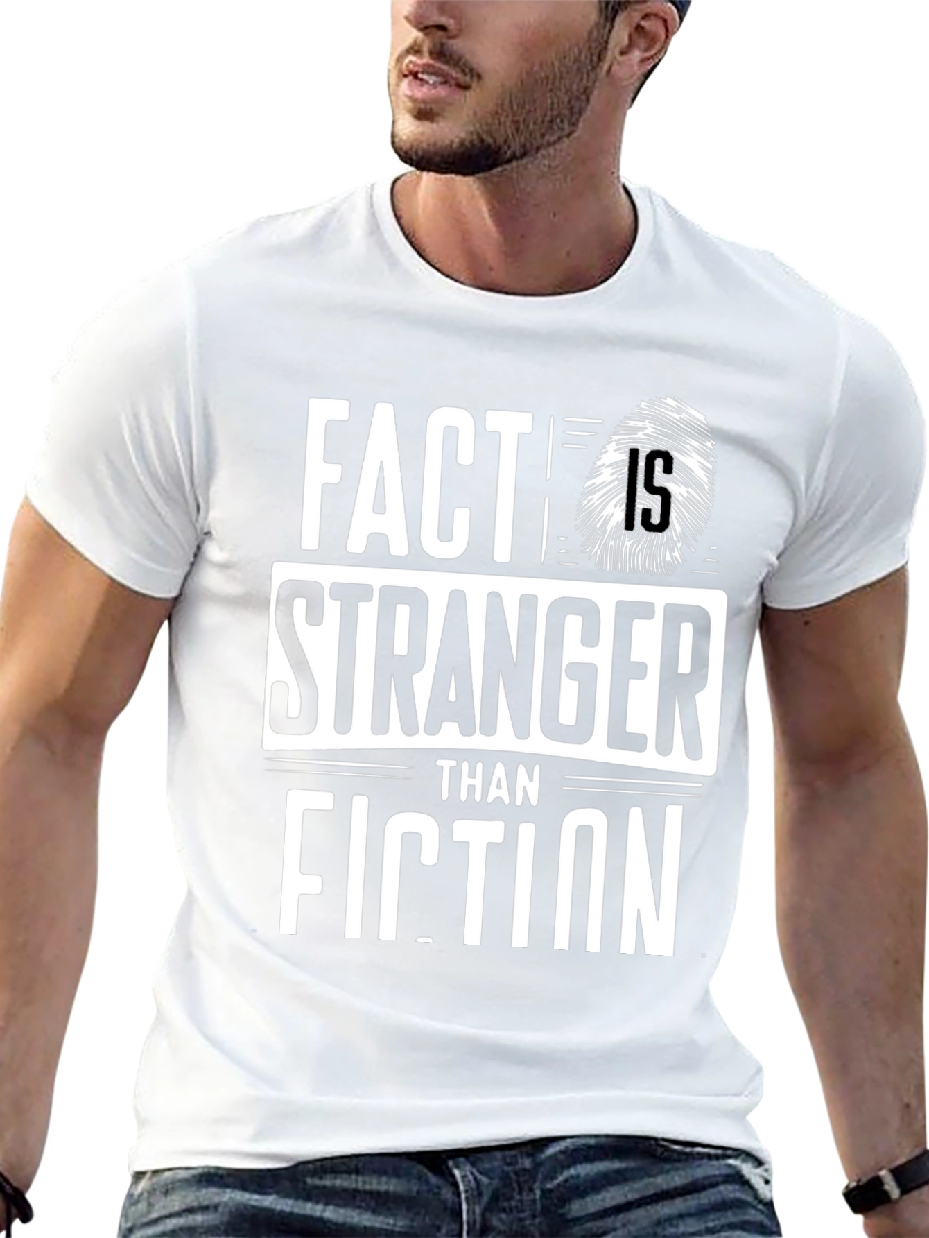 Black Fact Stranger Than Fiction Graphic Tee view 13
