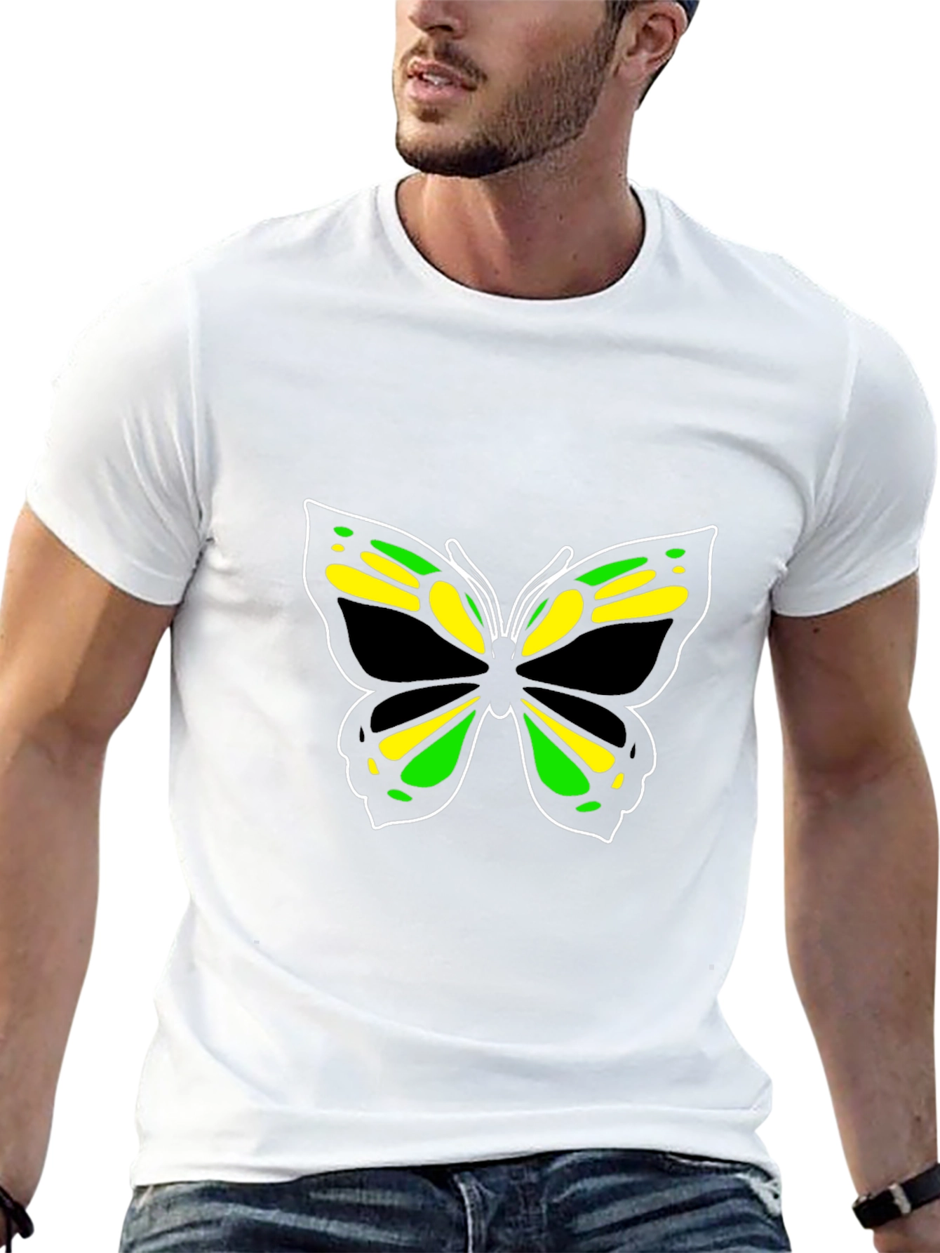Butterfly Graphic Tee - Stylish Men's Black T-Shirt - 13