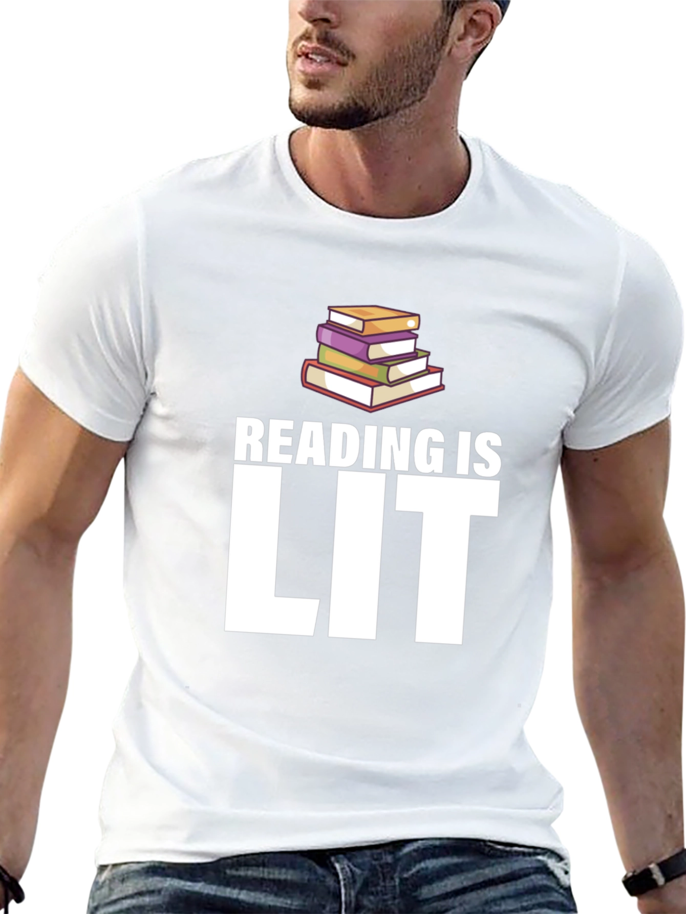 Black Reading is Lit Graphic Tee - Black Cotton T-Shirt view 13