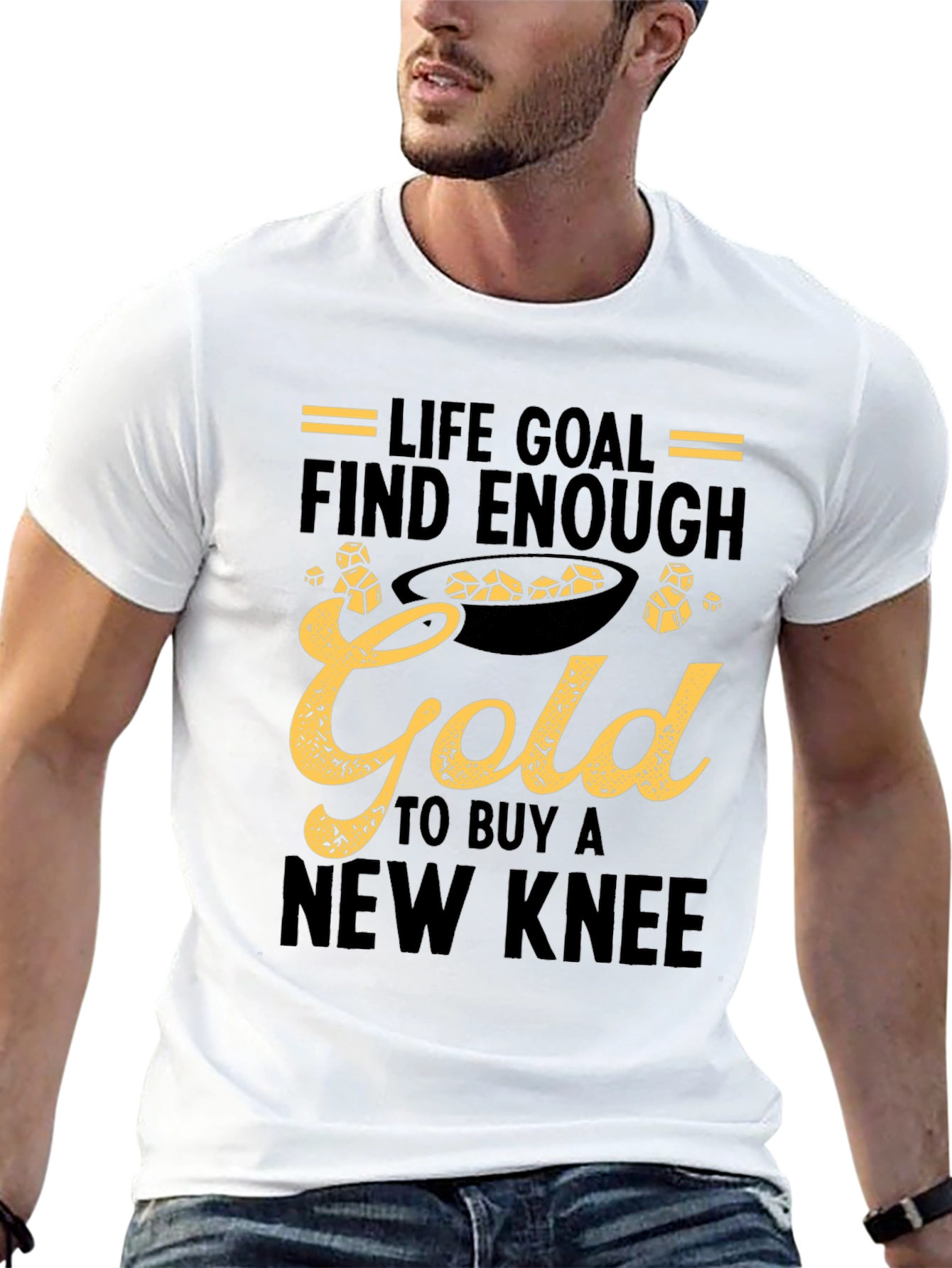 Black Life Goal Gold New Knee Funny T-Shirt view 13
