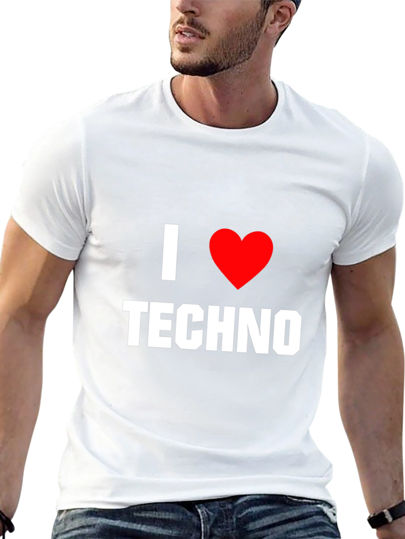 Black I Love Techno T-Shirt - Graphic Music Tee view 13
