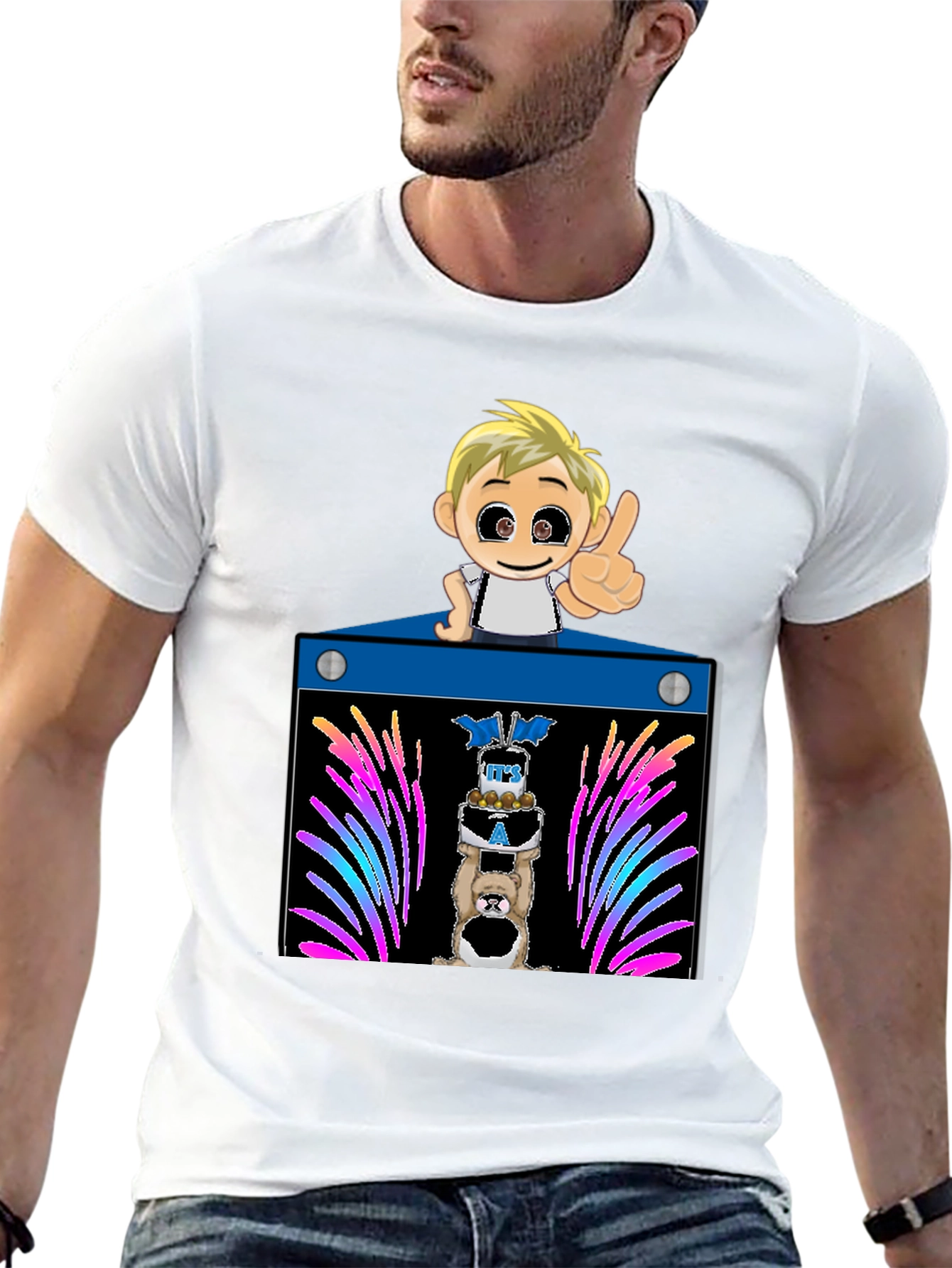 Black Cartoon Boy Birthday T-Shirt view 13