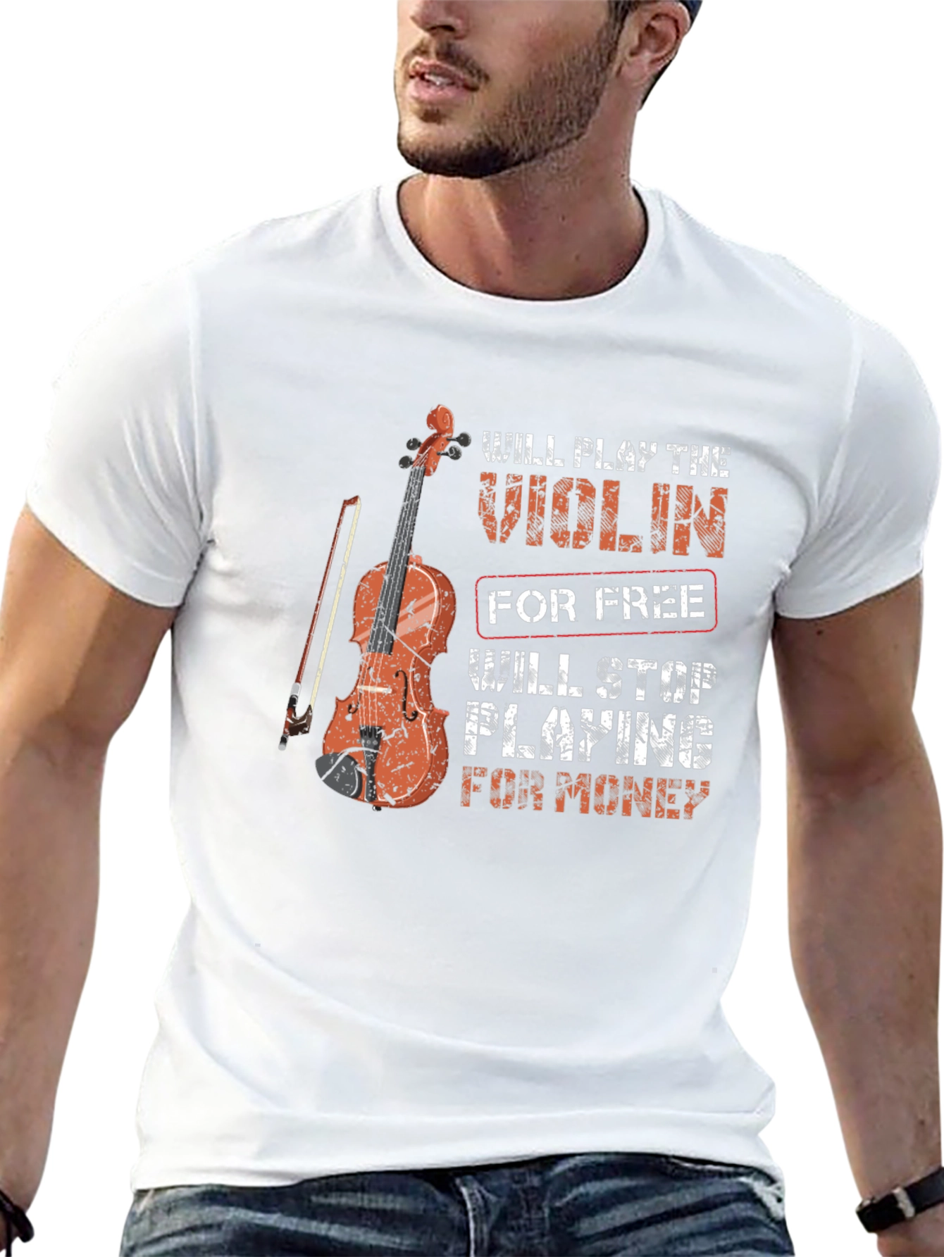 Black Violin Player Graphic T-Shirt - Play for Free, Stop for Money view 13