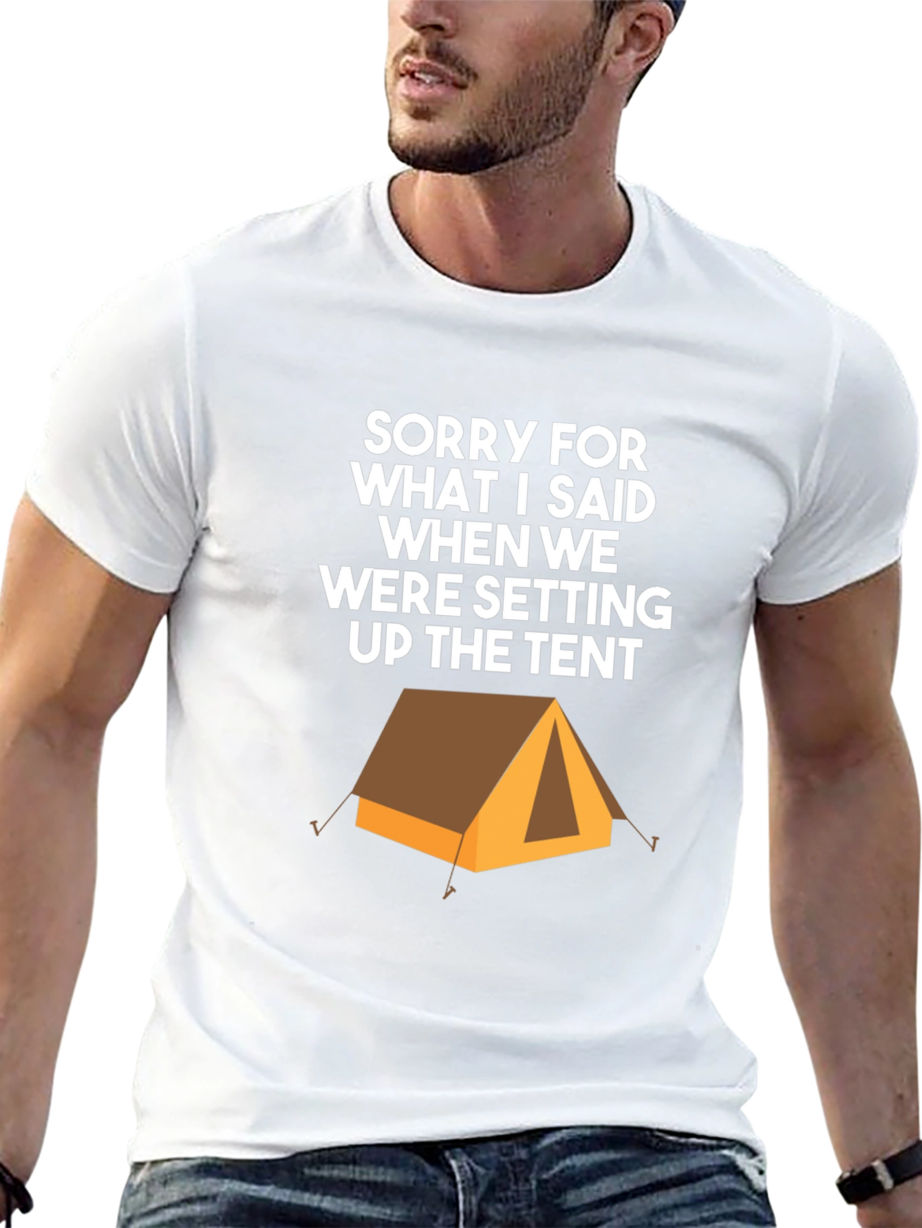 Black Camping Tent Humor Graphic Tee - Sorry For What I Said T-Shirt view 13