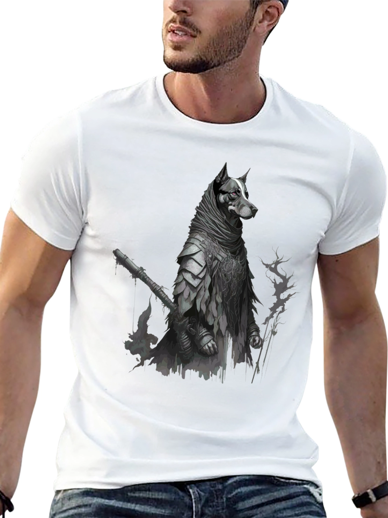 Black Dog Warrior Graphic Tee - Black Cotton Blend view 13