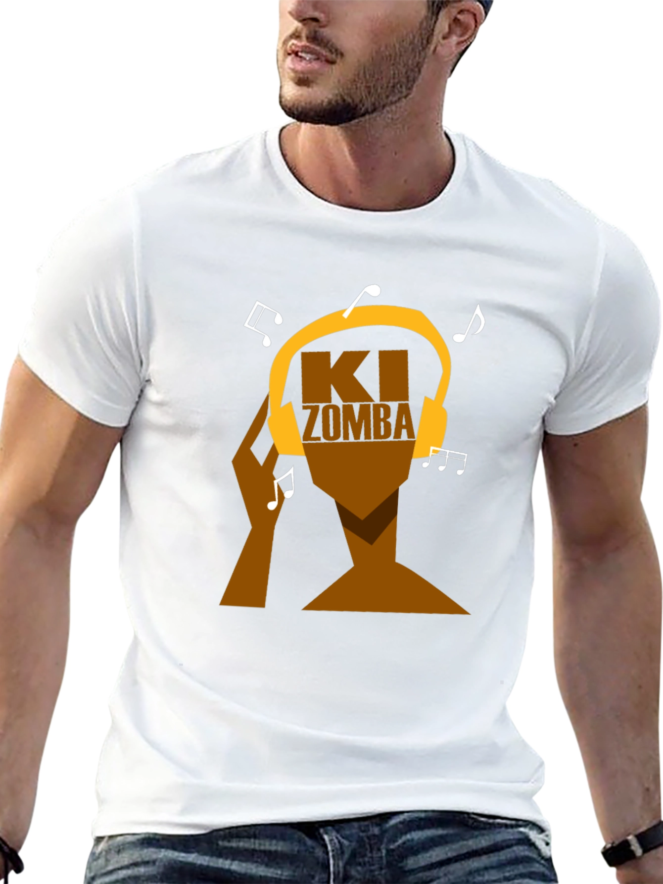 Black Ki Zomba Music Headphone T-Shirt view 13