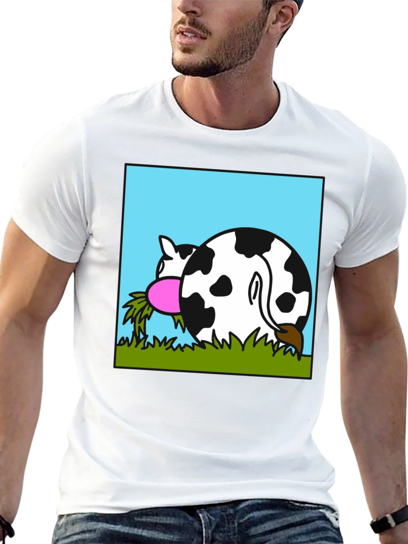 Black Funny Cow Butt T-Shirt - Black view 13