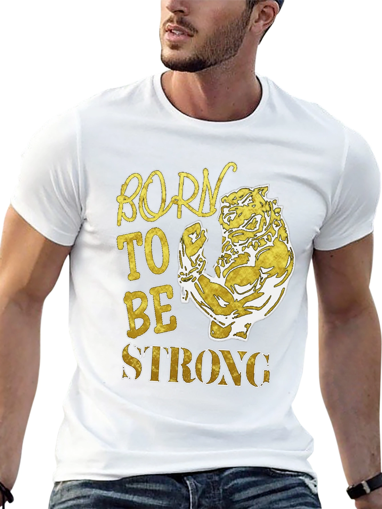 Black Born To Be Strong Men's T-Shirt view 13
