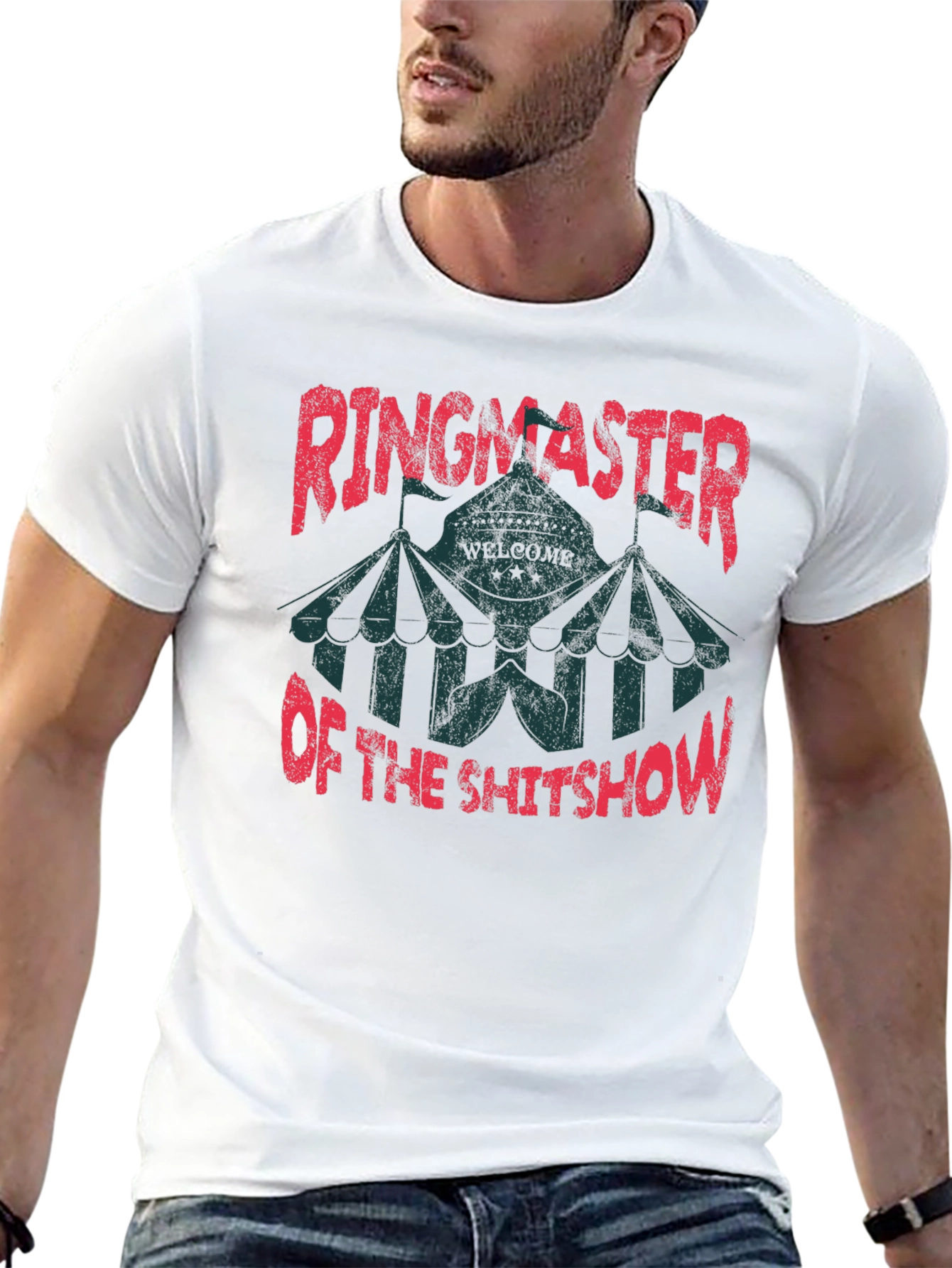 Black Ringmaster of the Shitshow Black Graphic T-Shirt view 13