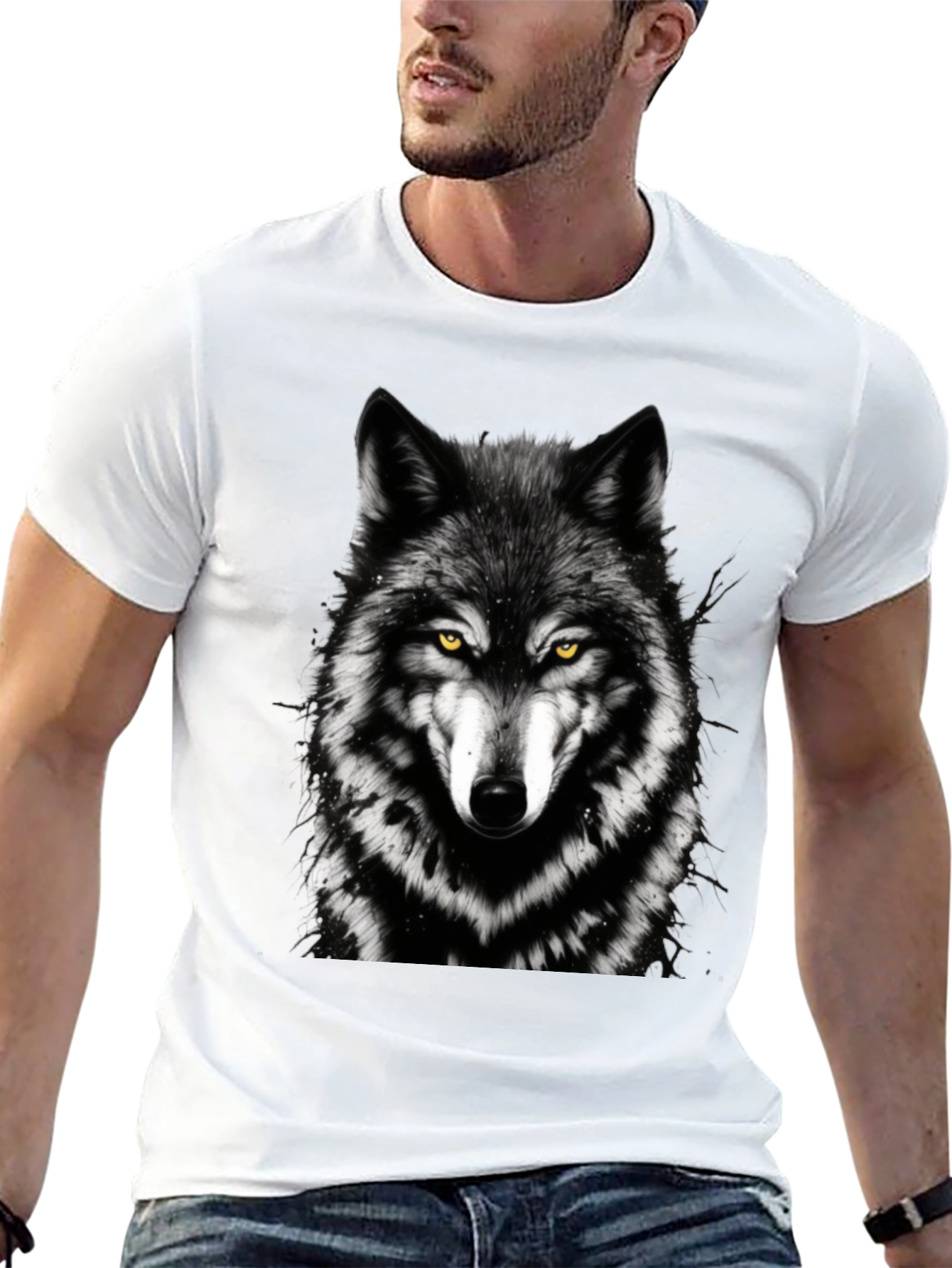 Black Wolf Graphic Tee - Black Cotton Short Sleeve view 13