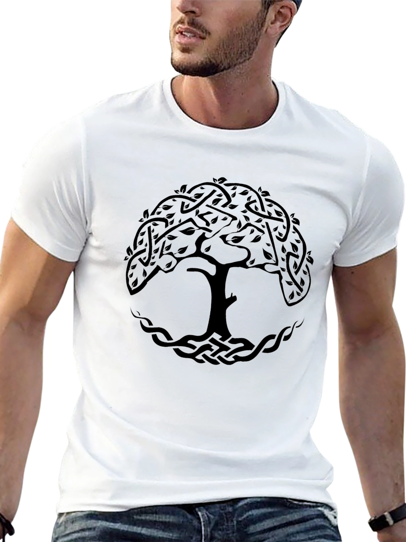 Black Celtic Tree of Life Black T-Shirt view 13