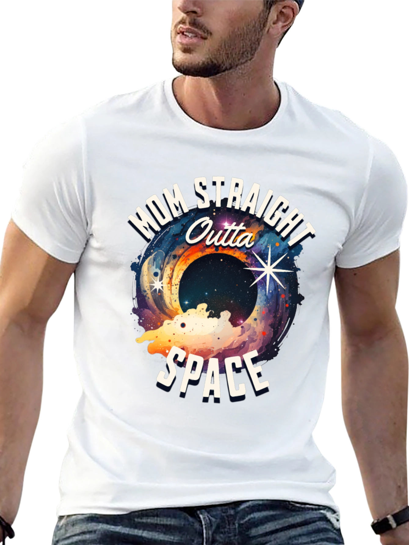 Black Mom Straight Outta Space Graphic T-Shirt view 13