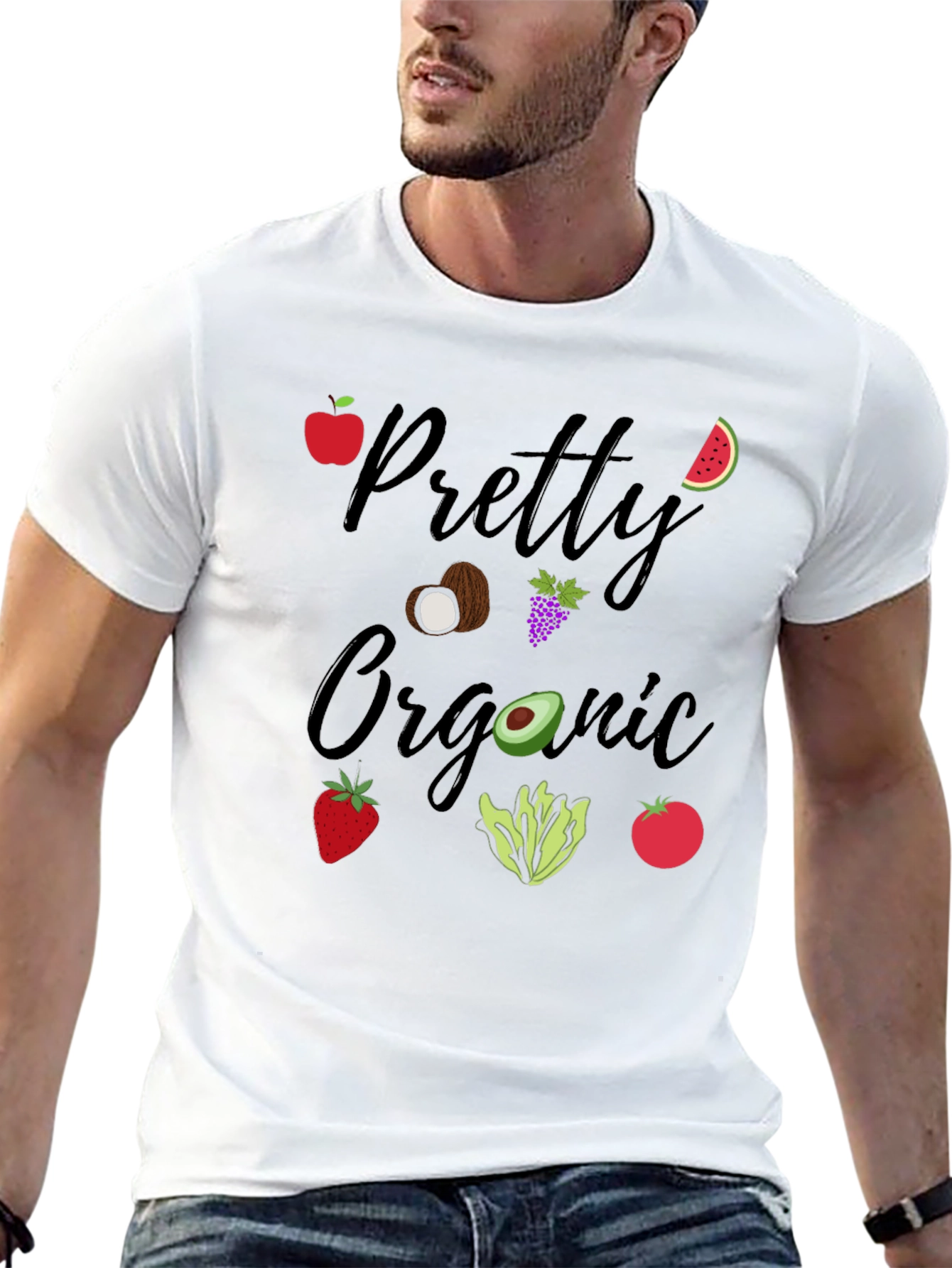 Black Pretty Organic Black T-Shirt Fruit & Vegetable Graphic view 13