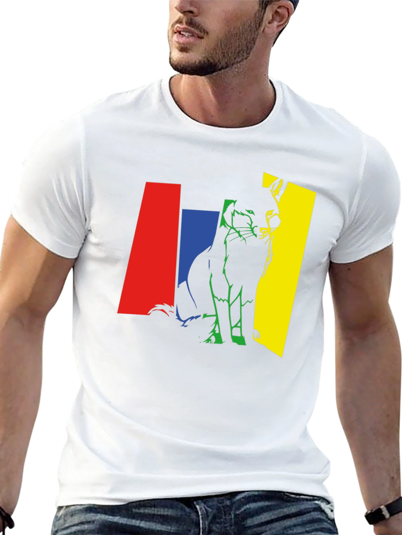 Black Abstract Fox Graphic Tee - Men's Black T-Shirt view 13