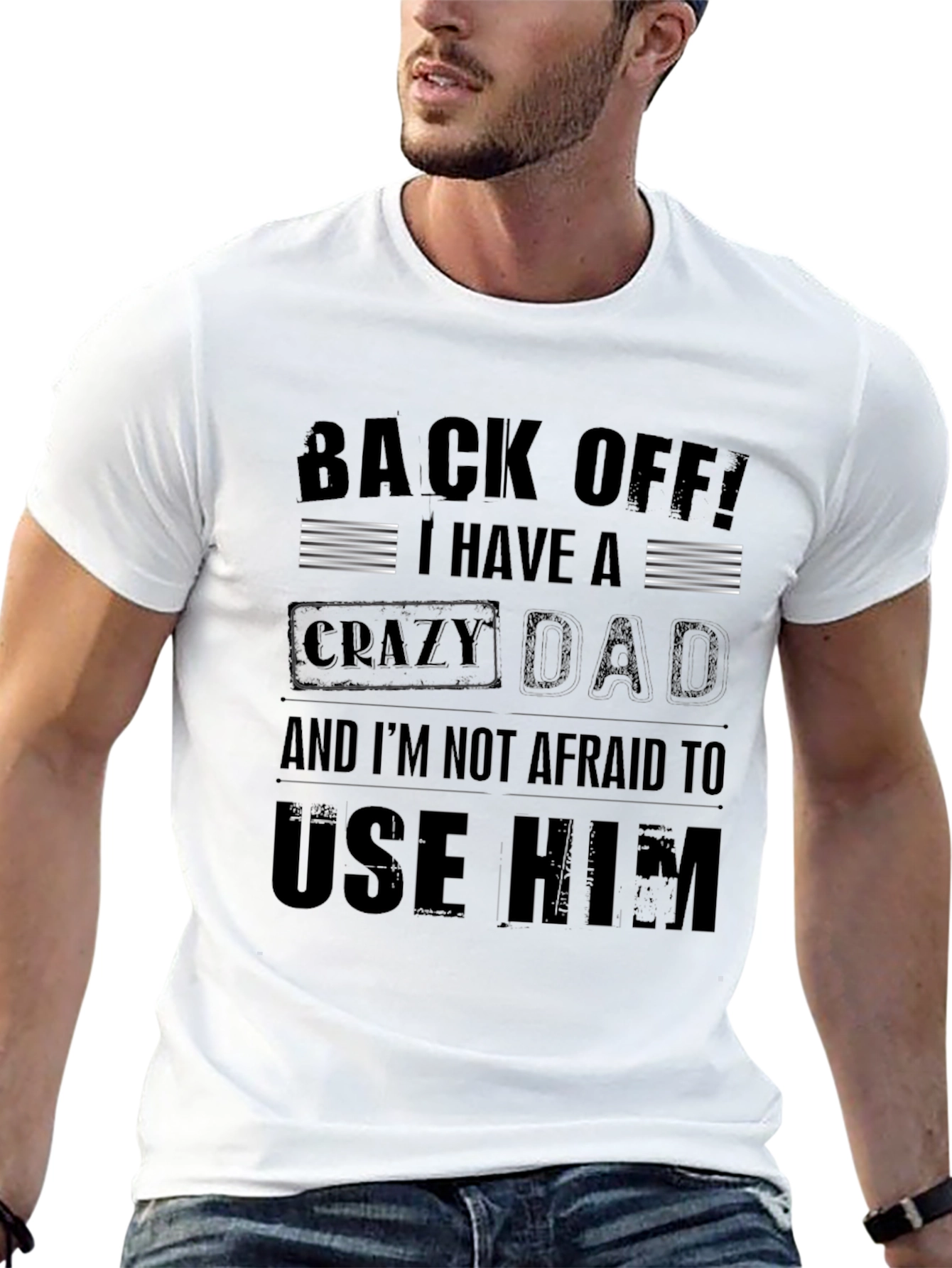 Black Crazy Dad Graphic Tee - Novelty Men's T-Shirt view 13