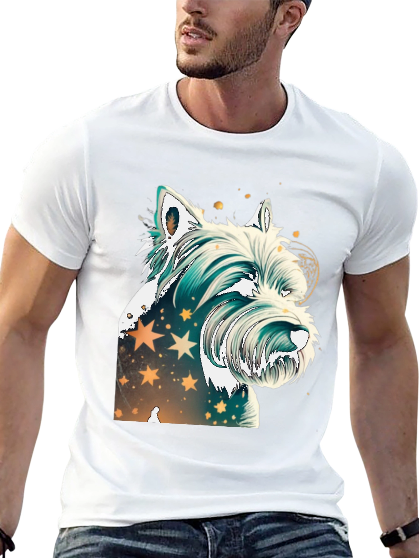 Black Westie Dog Graphic Tee - Starry Design view 13