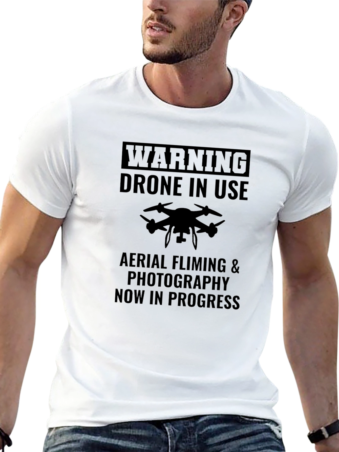 Drone In Use Warning Graphic Tee Shirt - 13